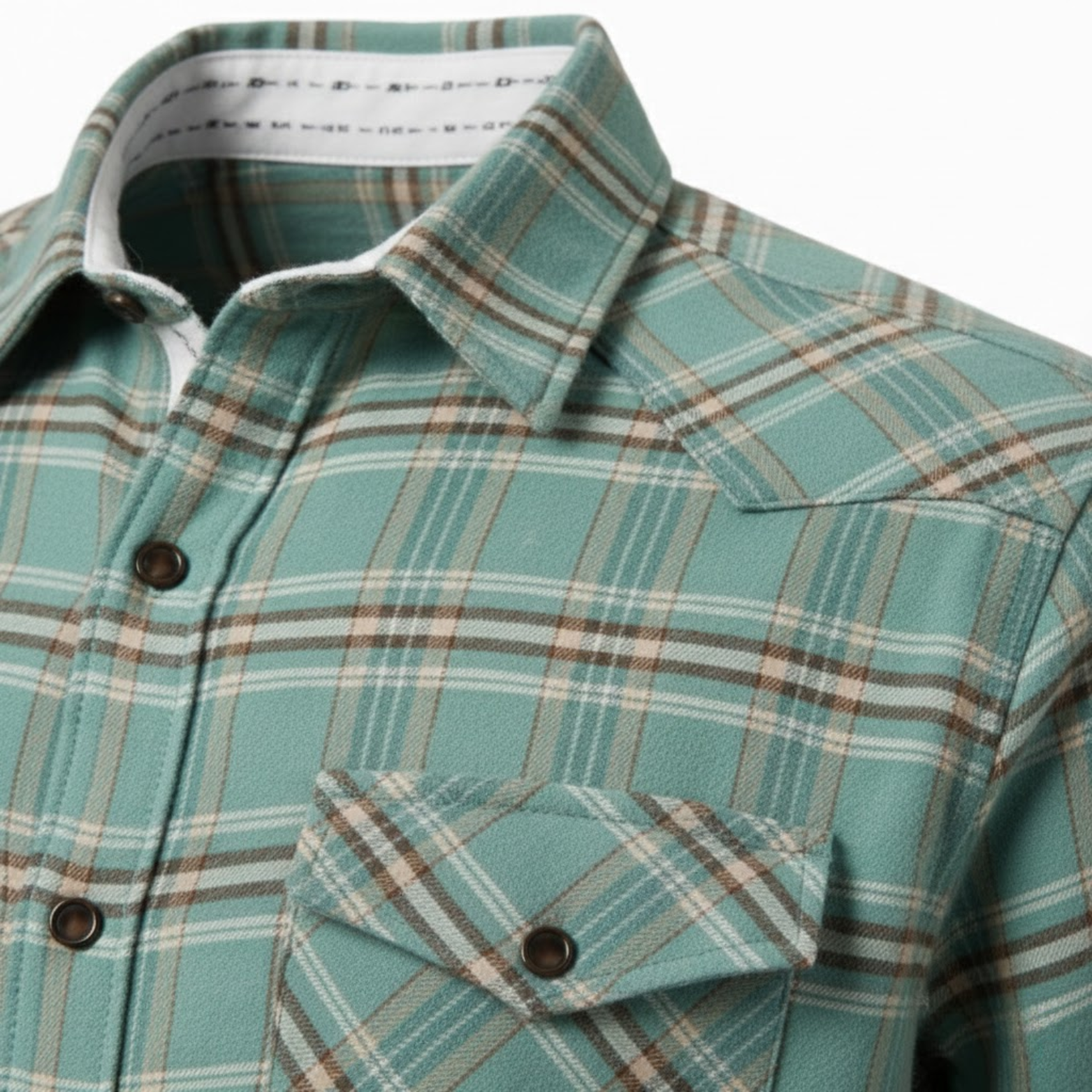 Camisa de franela de algodón a cuadros para hombre corte clásico de manga larga