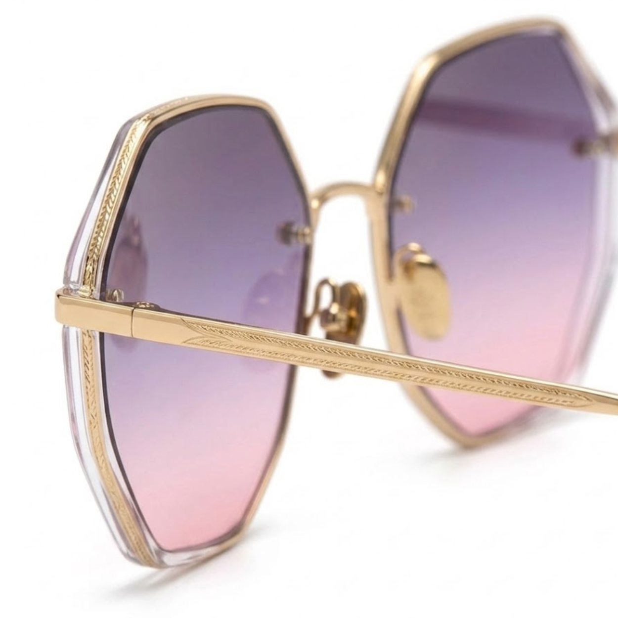 Oversized Rimless Sunglasses with Geometric Gradient Lenses