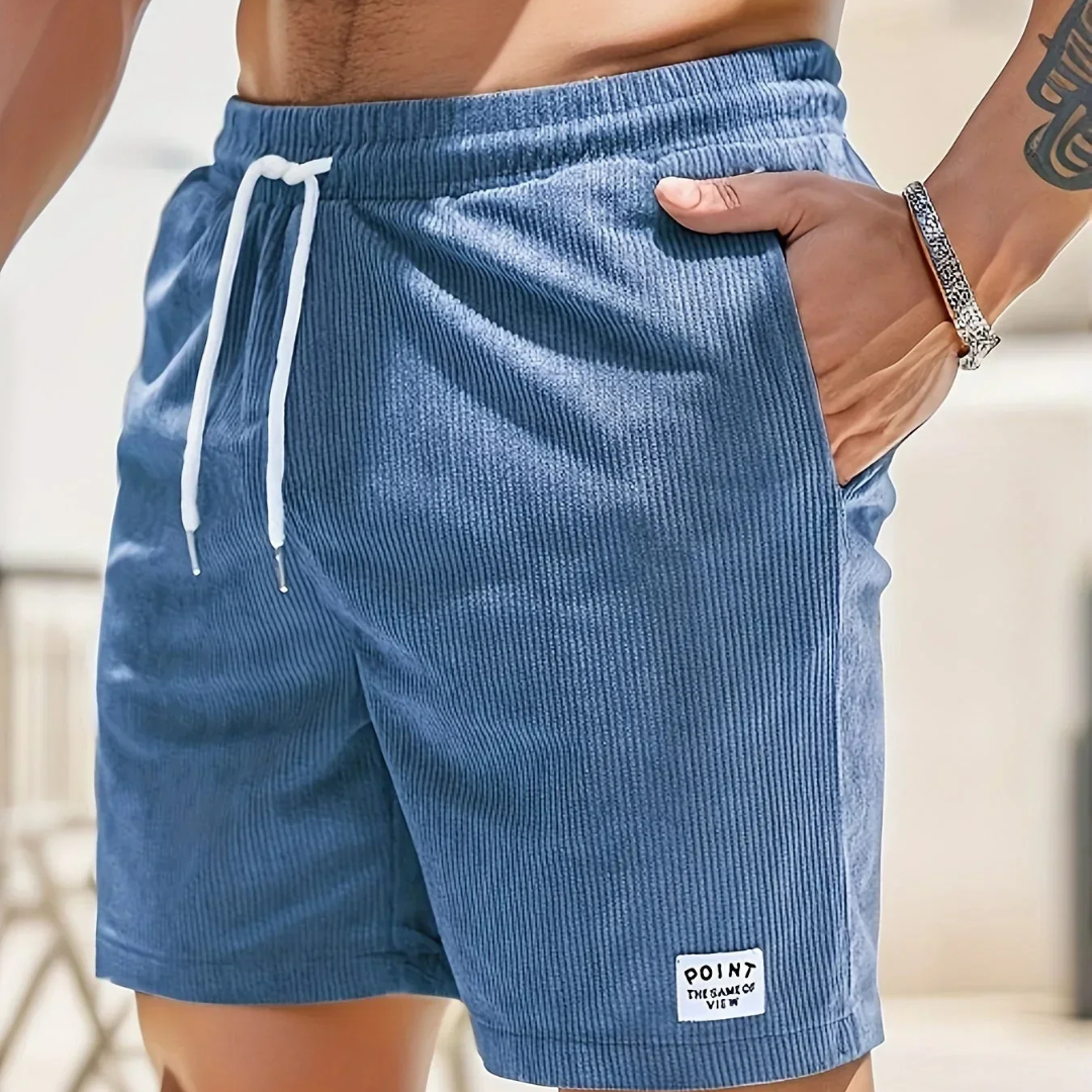 Men's velvet high shorts — casual summer clothing with drawstring