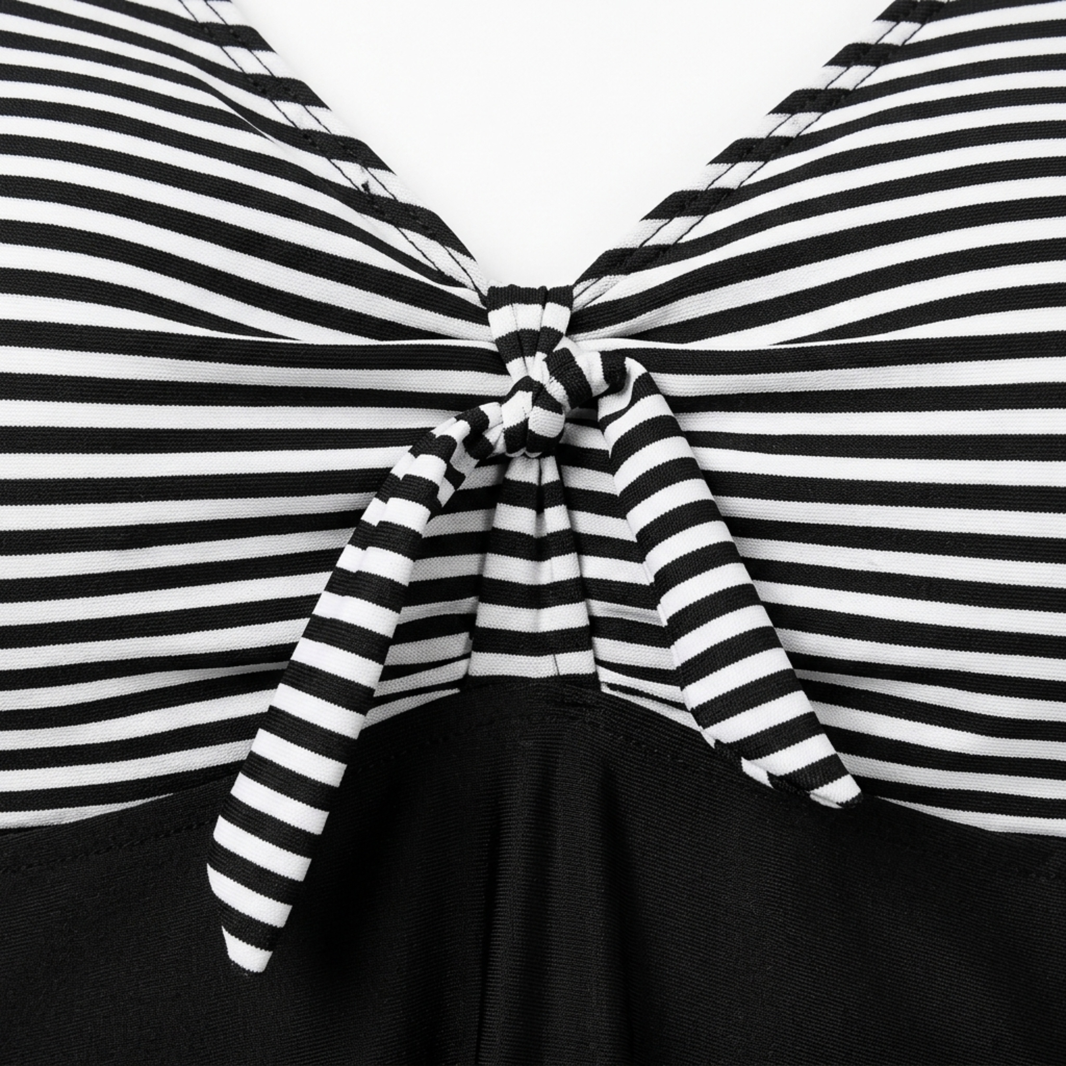 Costum de baie tankini mărime mare pentru femei cu top ajustat în dungi