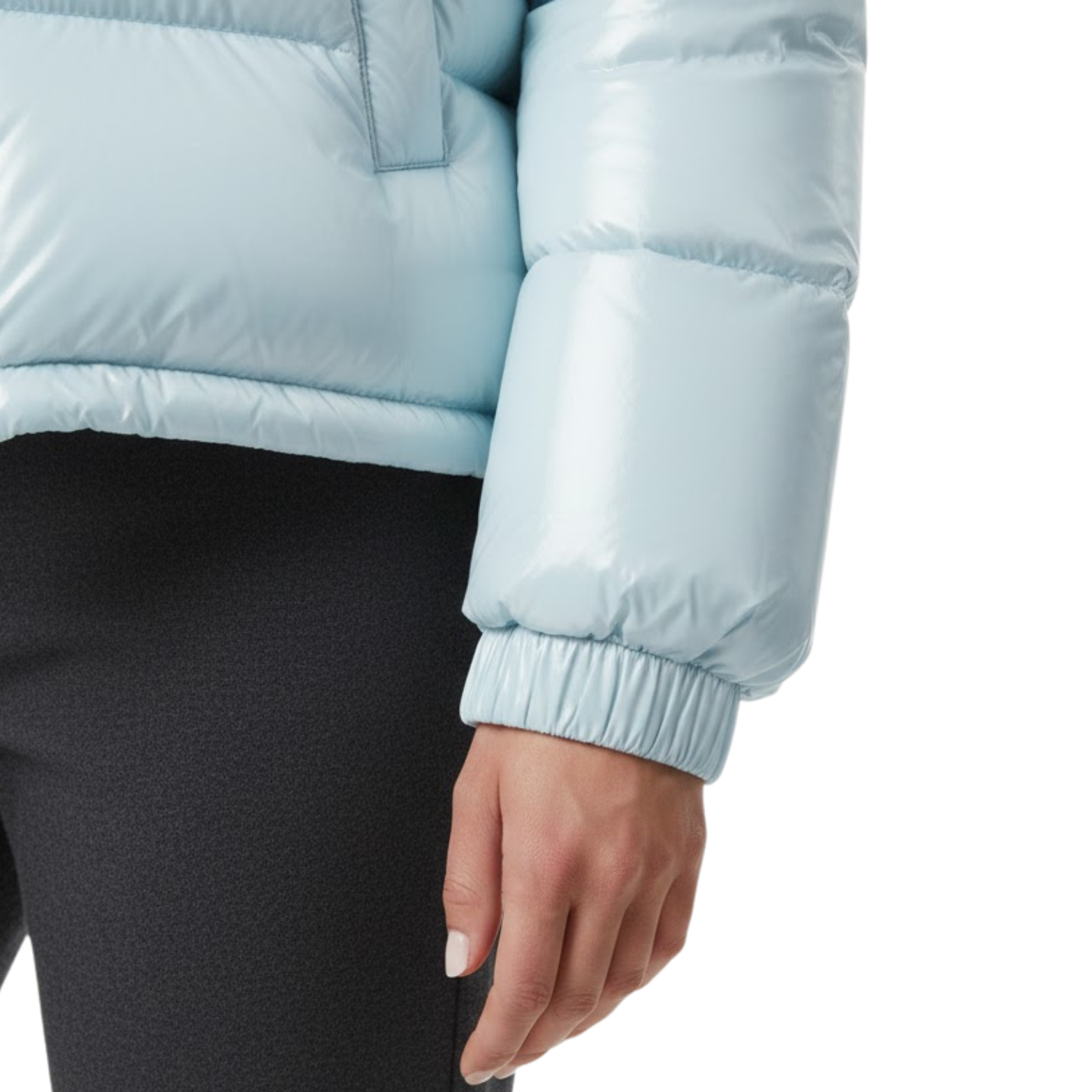 Women's Shiny Quilted Jacket with Hood, High Zipper Closure, Warm and Cozy