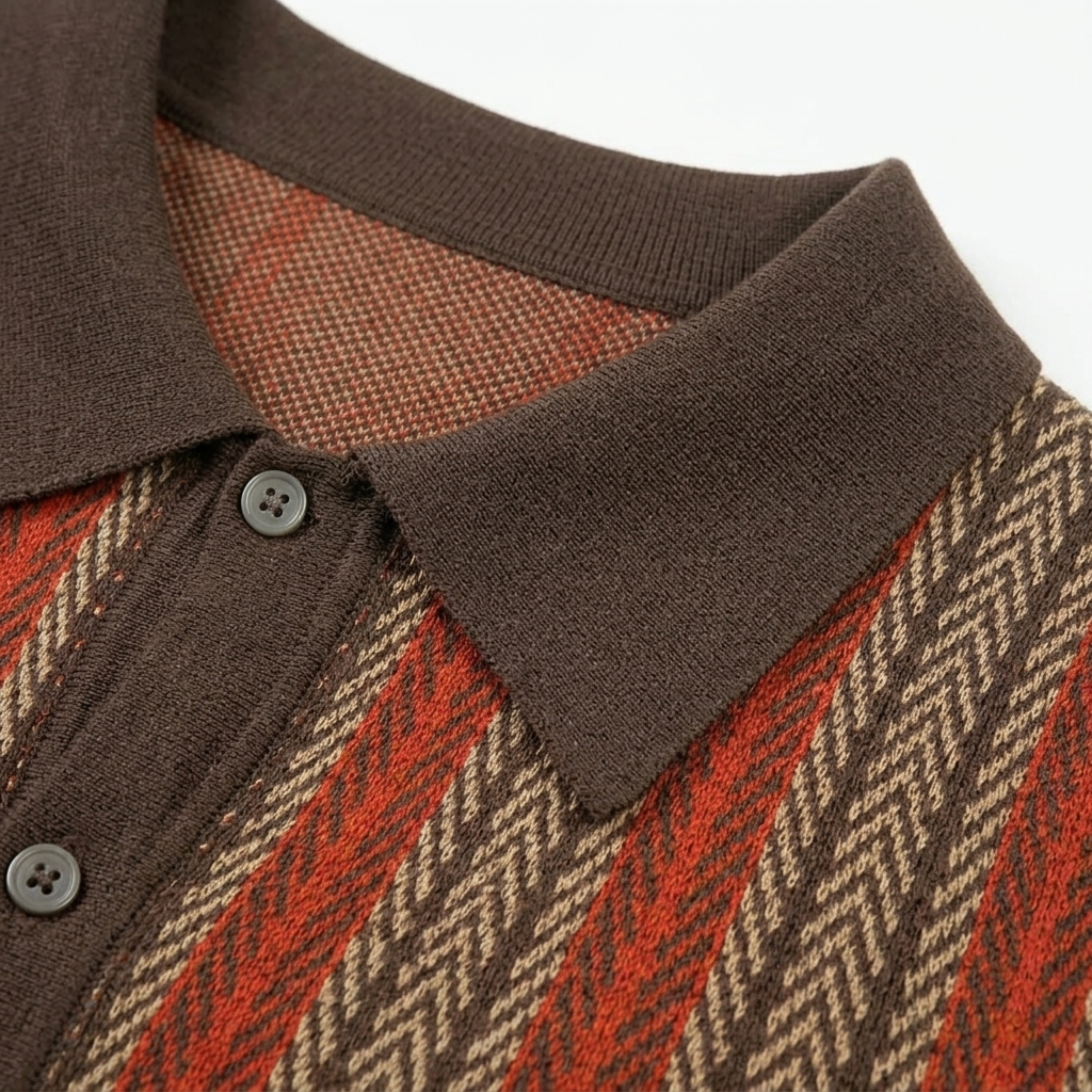 Men's knit polo — vertical stripes — casual resort style
