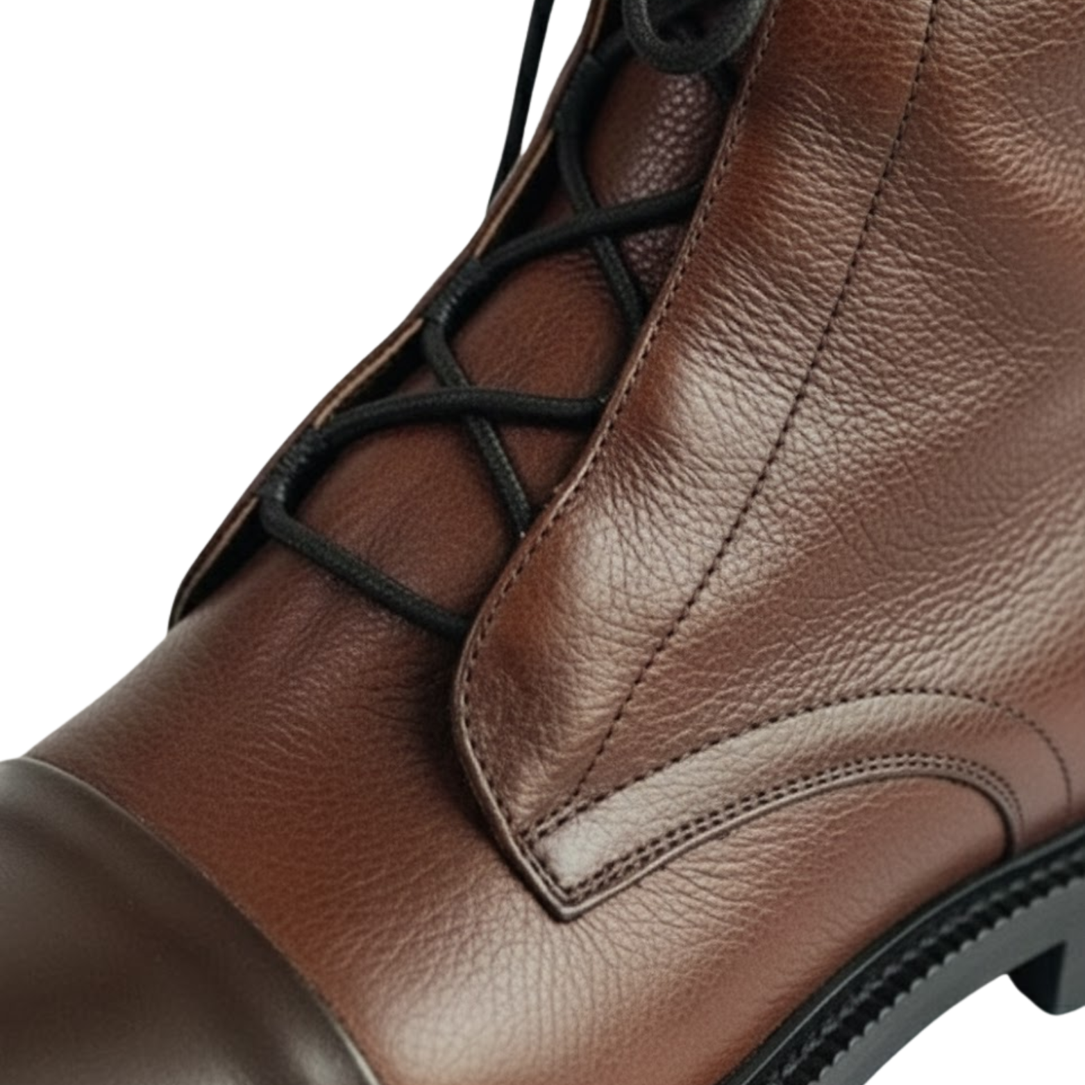 Bottines mi-mollet femme à lacets bicolores avec bout renforcé et semelle gomme
