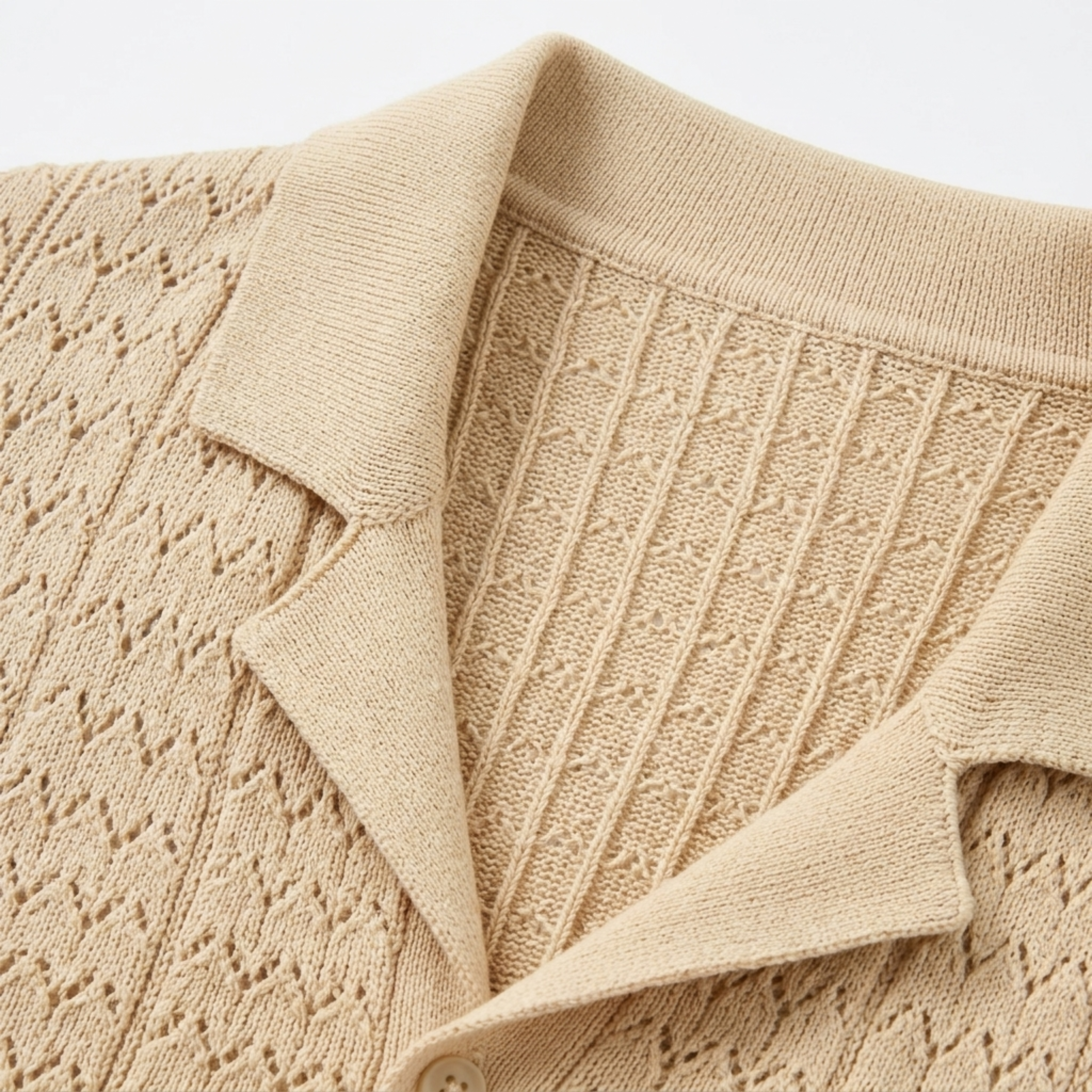 Men's knit polo shirt — jacquard pattern — casual retro style