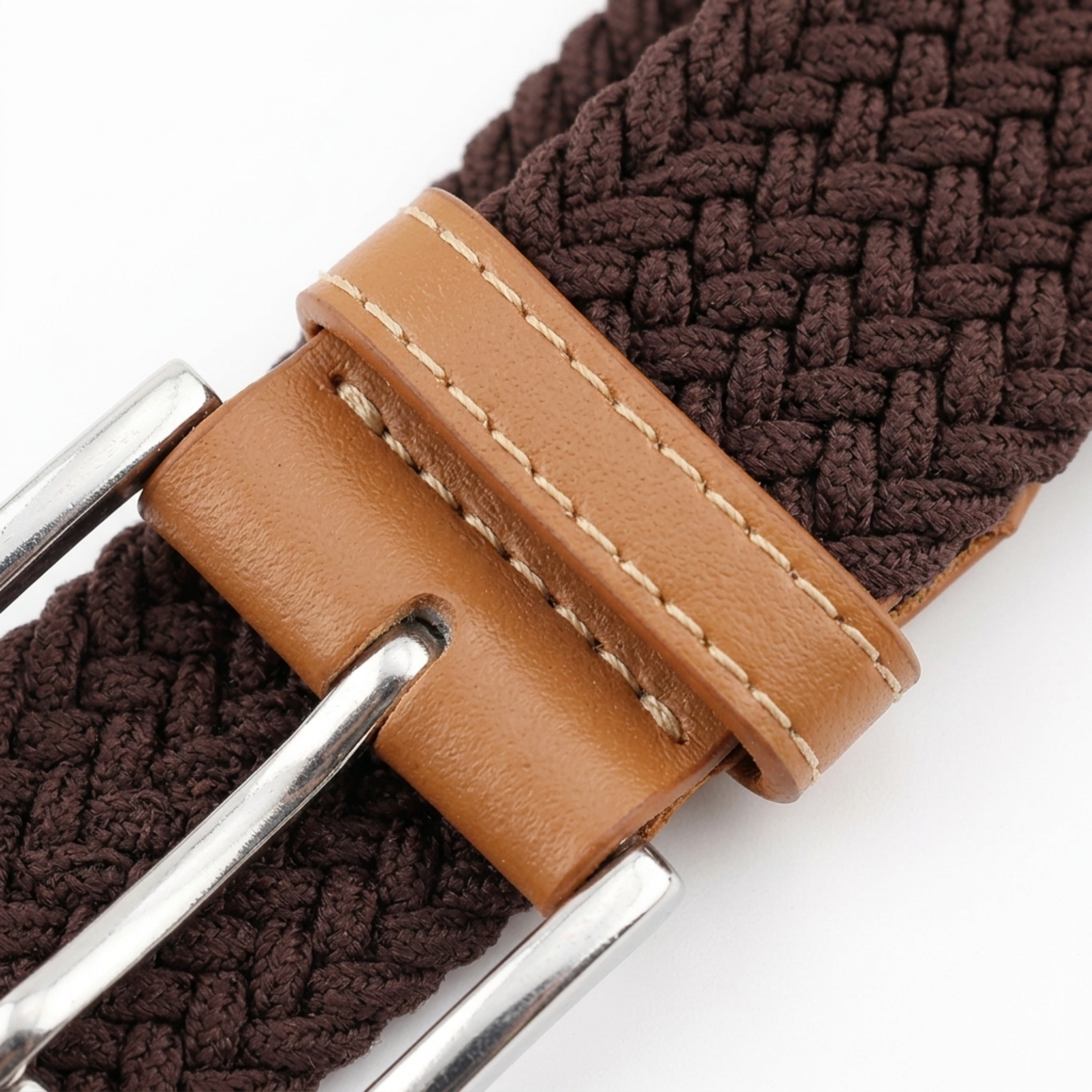 Cinturón trenzado para hombre — acabados en cuero — ajustable y casual