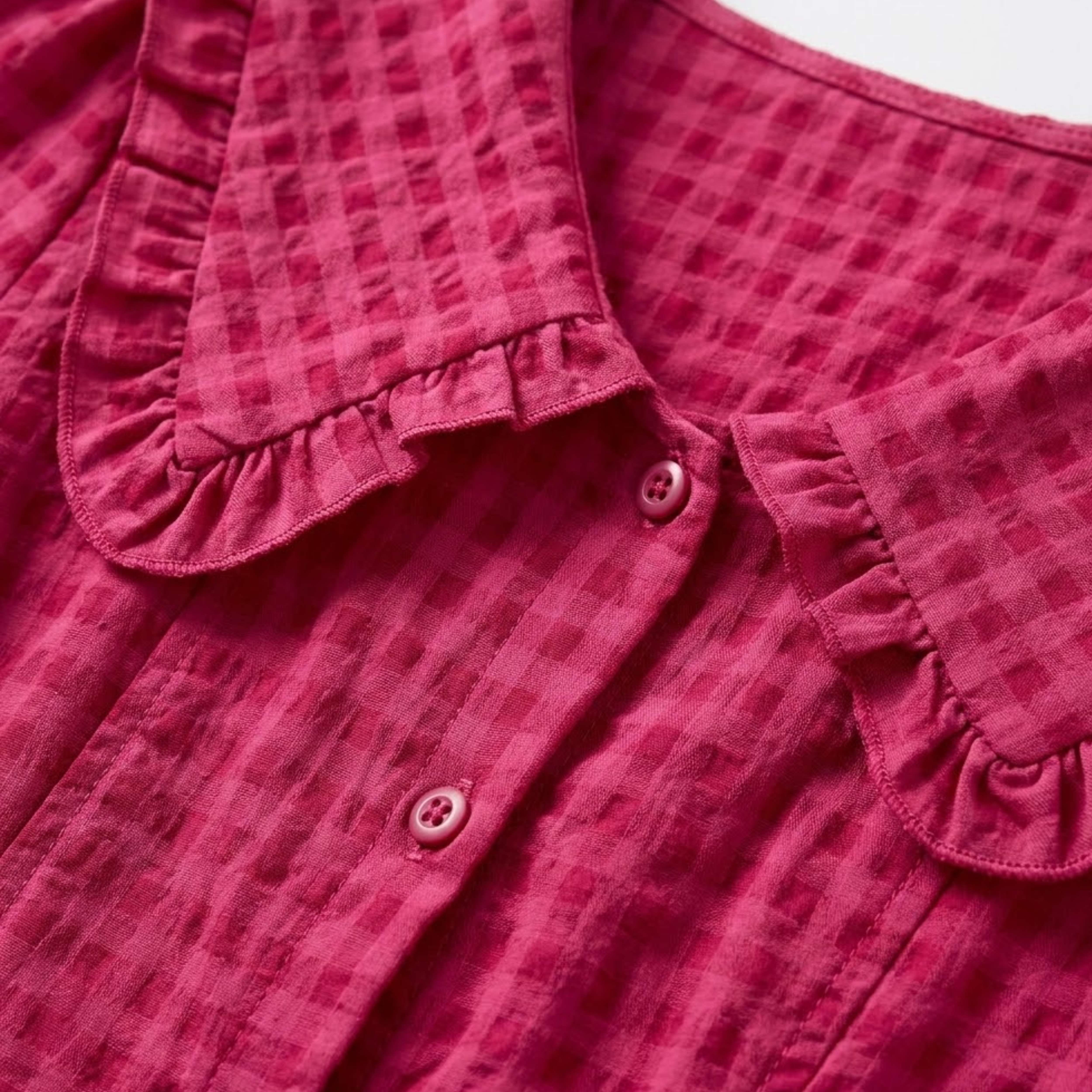 Long Plaid Dress with Peter Pan Collar and Puff Sleeves for Women