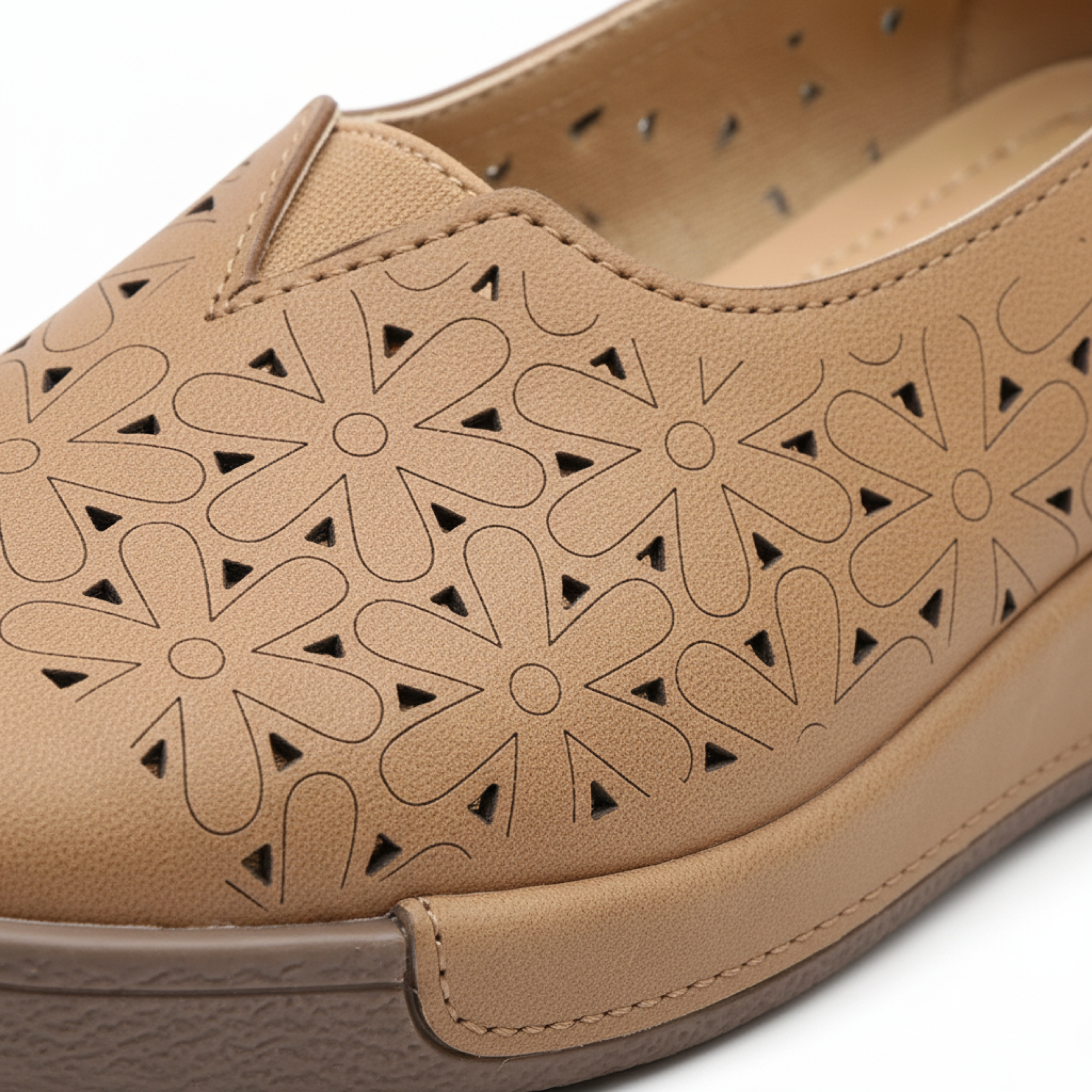 Mocasines de cuero con plataforma y suela compensada acolchada para mujer