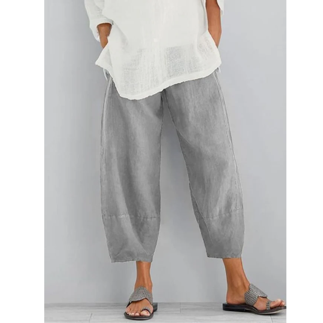 Pantalón ancho de lino para mujer - modelo casual de corte recto - verano