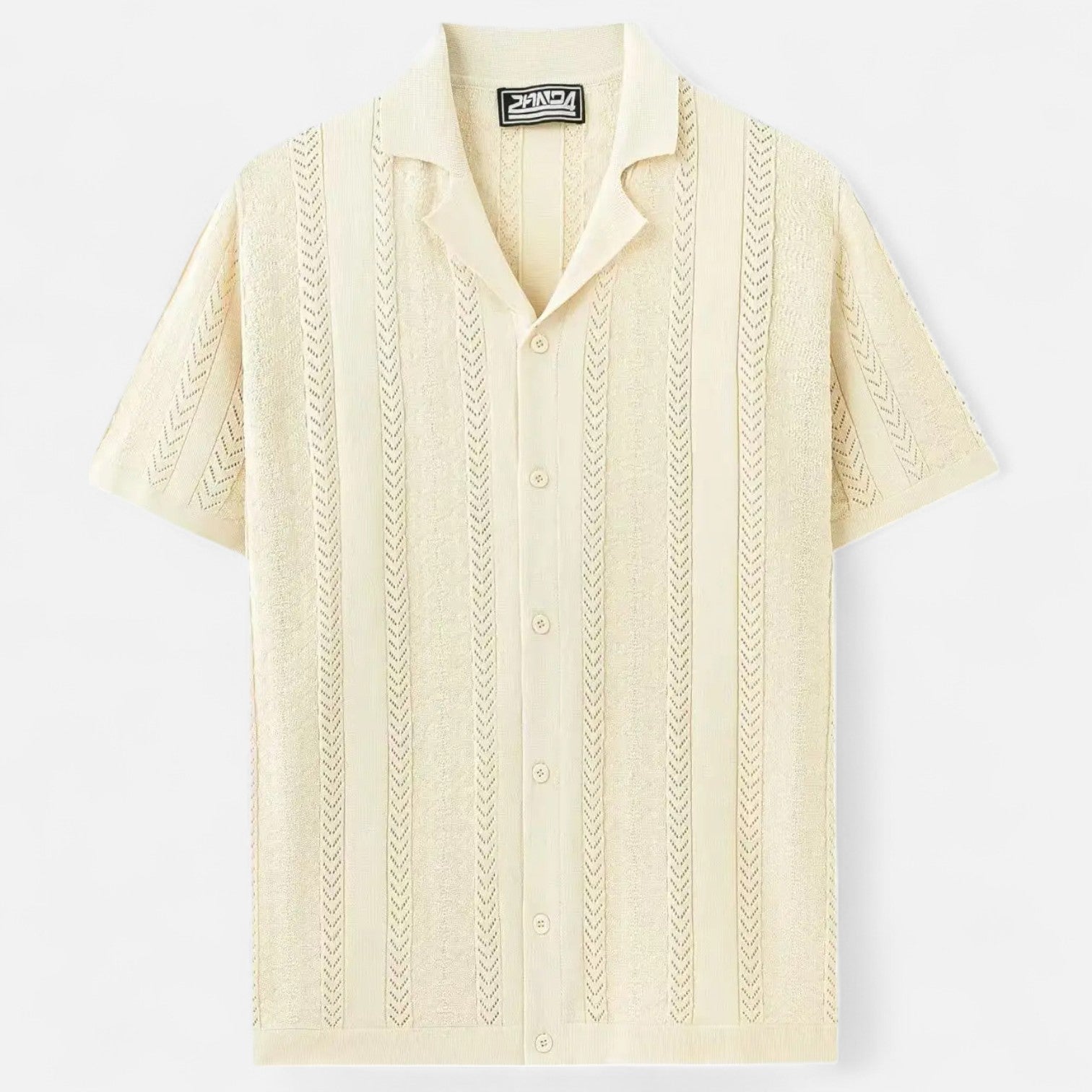 Ancienne Monde | Chemise en Maille Rayée Patchwork pour Homme – Texture Contemporaine