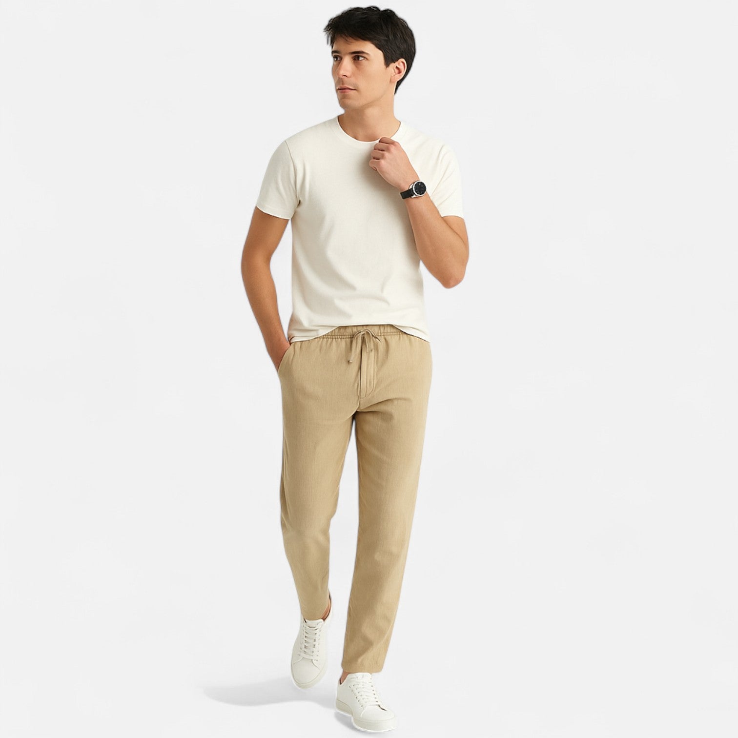Ancienne Monde | Pantalon en Lin à Cordon pour Homme – Confort Respirant pour l’Été