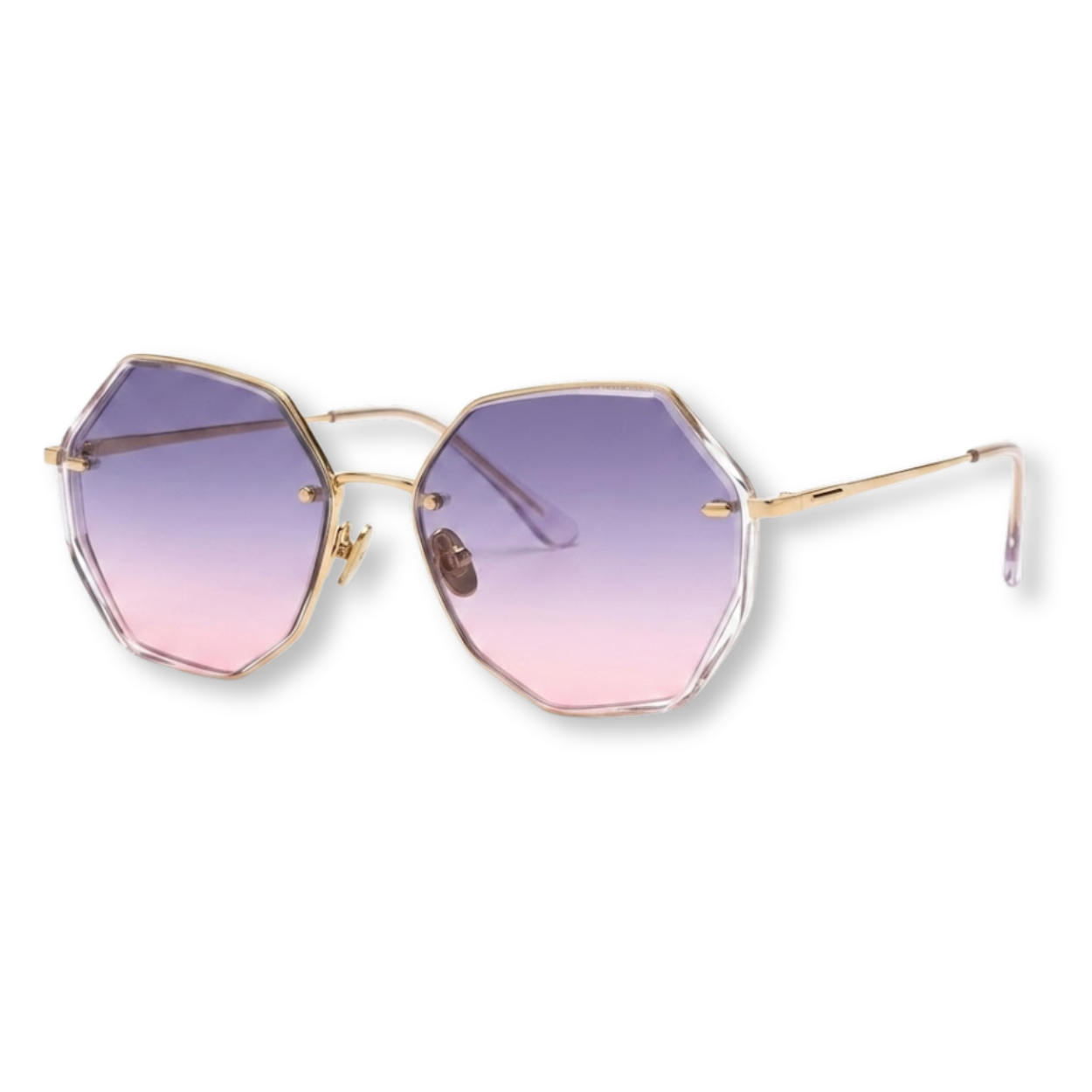 Oversized Rimless Sunglasses with Geometric Gradient Lenses