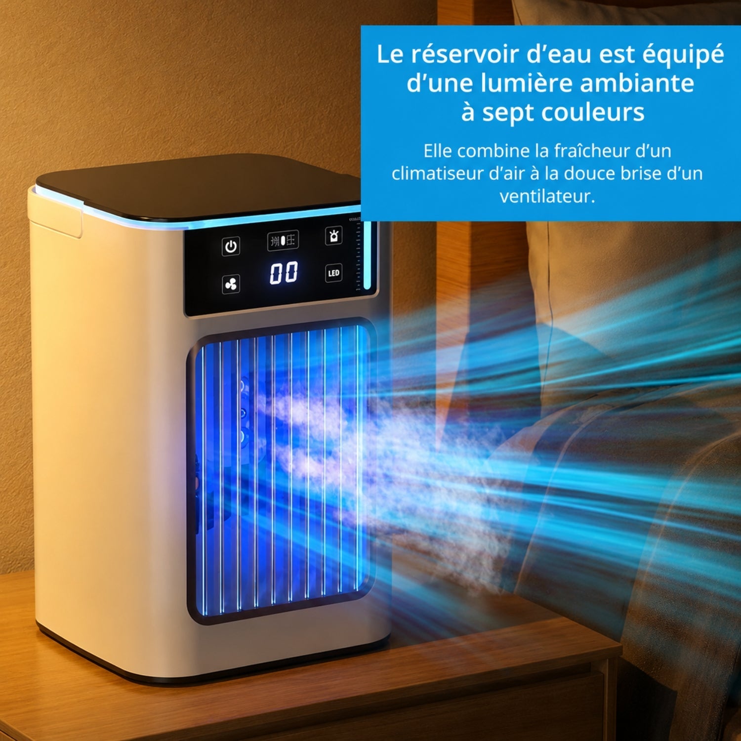 Enfriador de aire USB compacto con nebulización y 3 velocidades