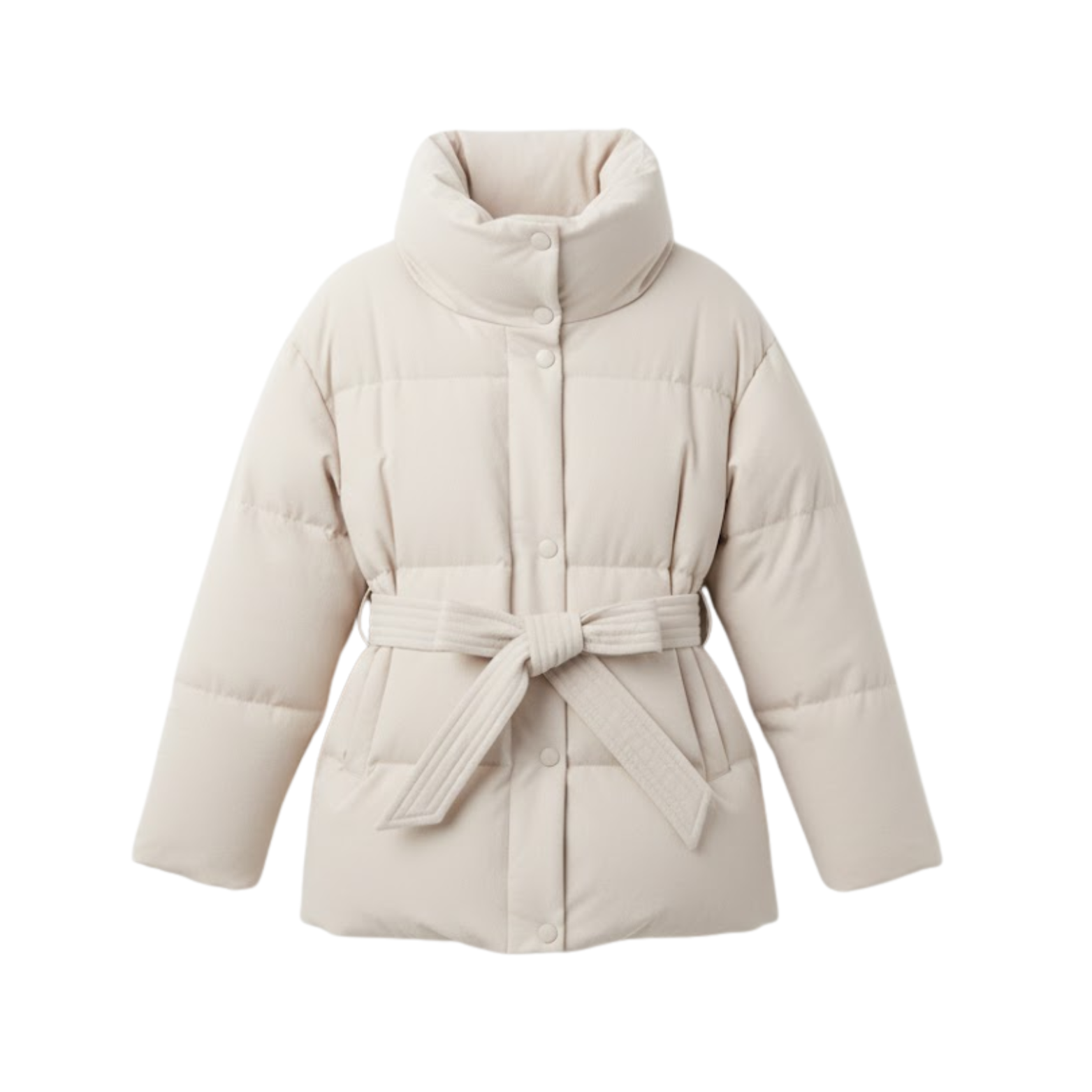 Cotton coat with lapel collar and waist tie, trendy warm long-sleeve jacket