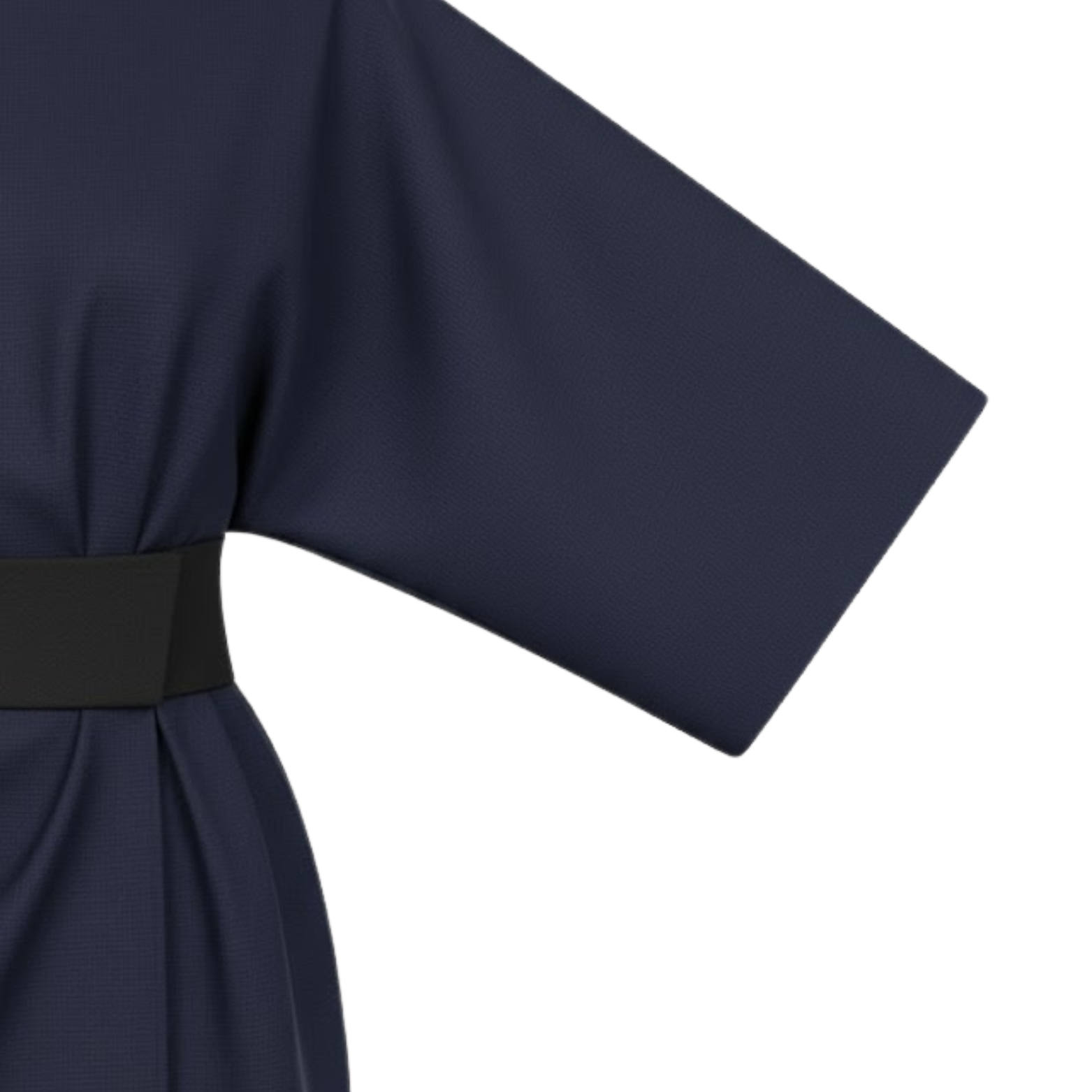 Long women's dress with batwing sleeves and a fitted waist, flowing silhouette