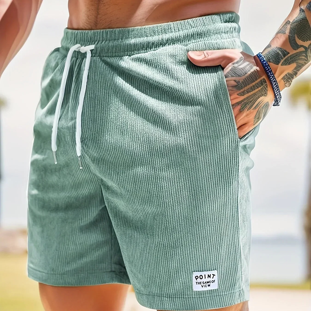 Men's velvet high shorts — casual summer clothing with drawstring