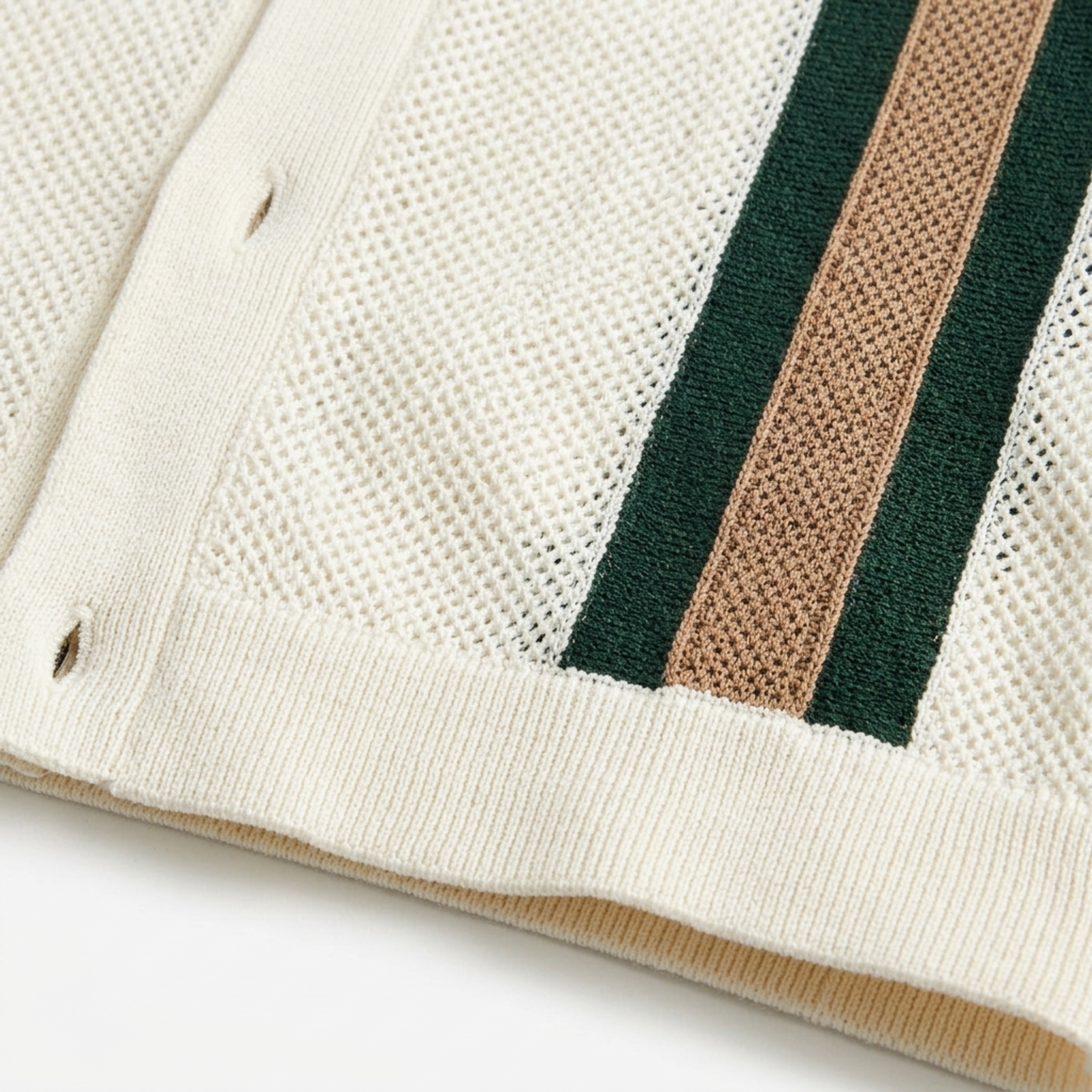 Men's knit polo — vertical stripes — vintage seaside style