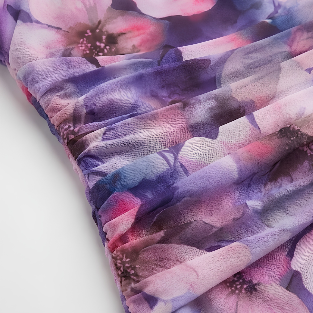 Robe Maxi Asymétrique à Imprimé Floral avec Fronces et Ourlet Queue de Poisson