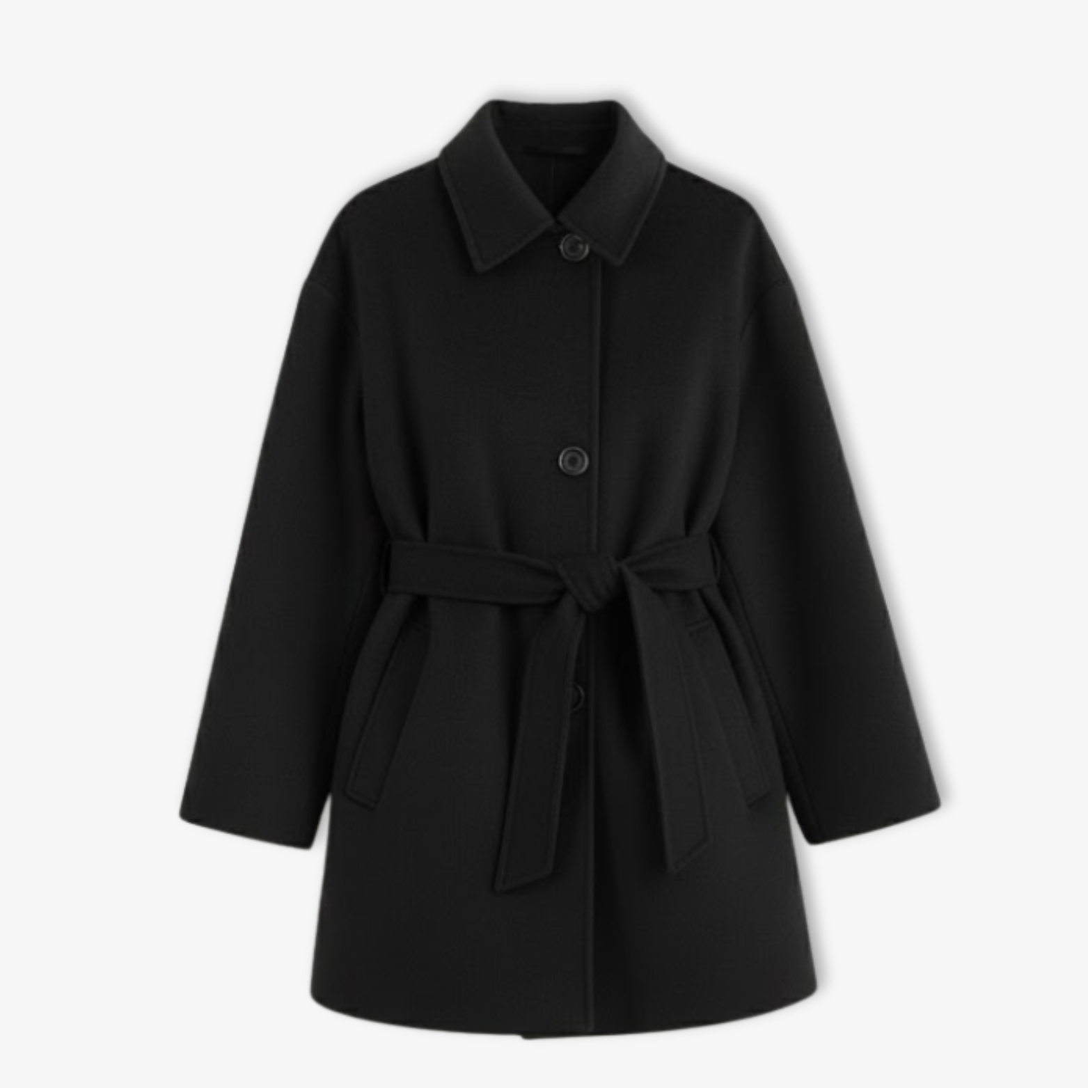 Trendy double collar wool coat for women, long sleeves