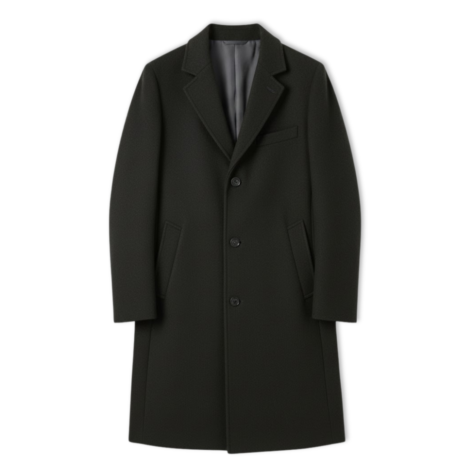 Luxury black trench coat for men with long sleeves, elegant casual coat
