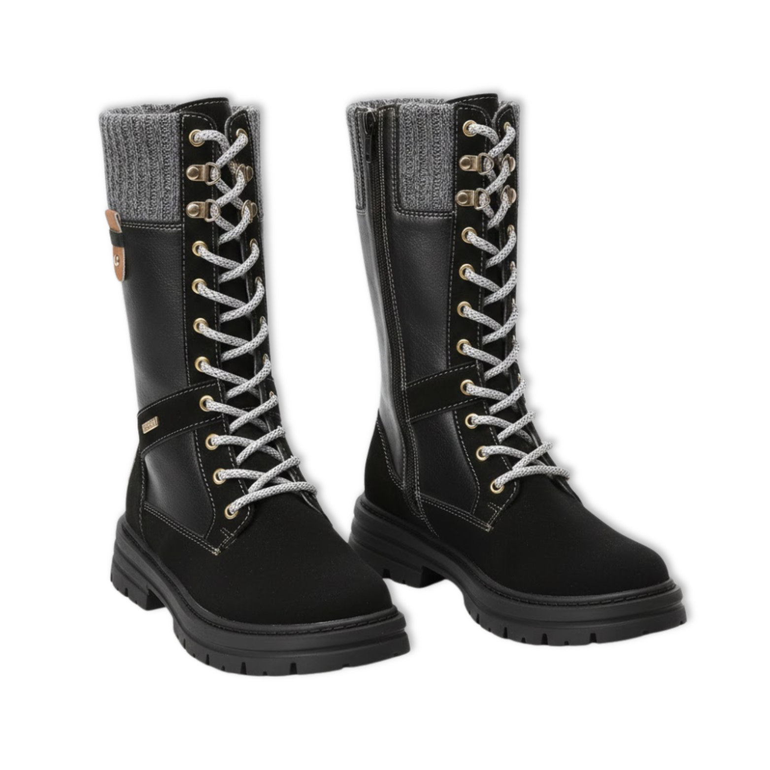 Retro women's boots winter lace-up mid-calf platform boots