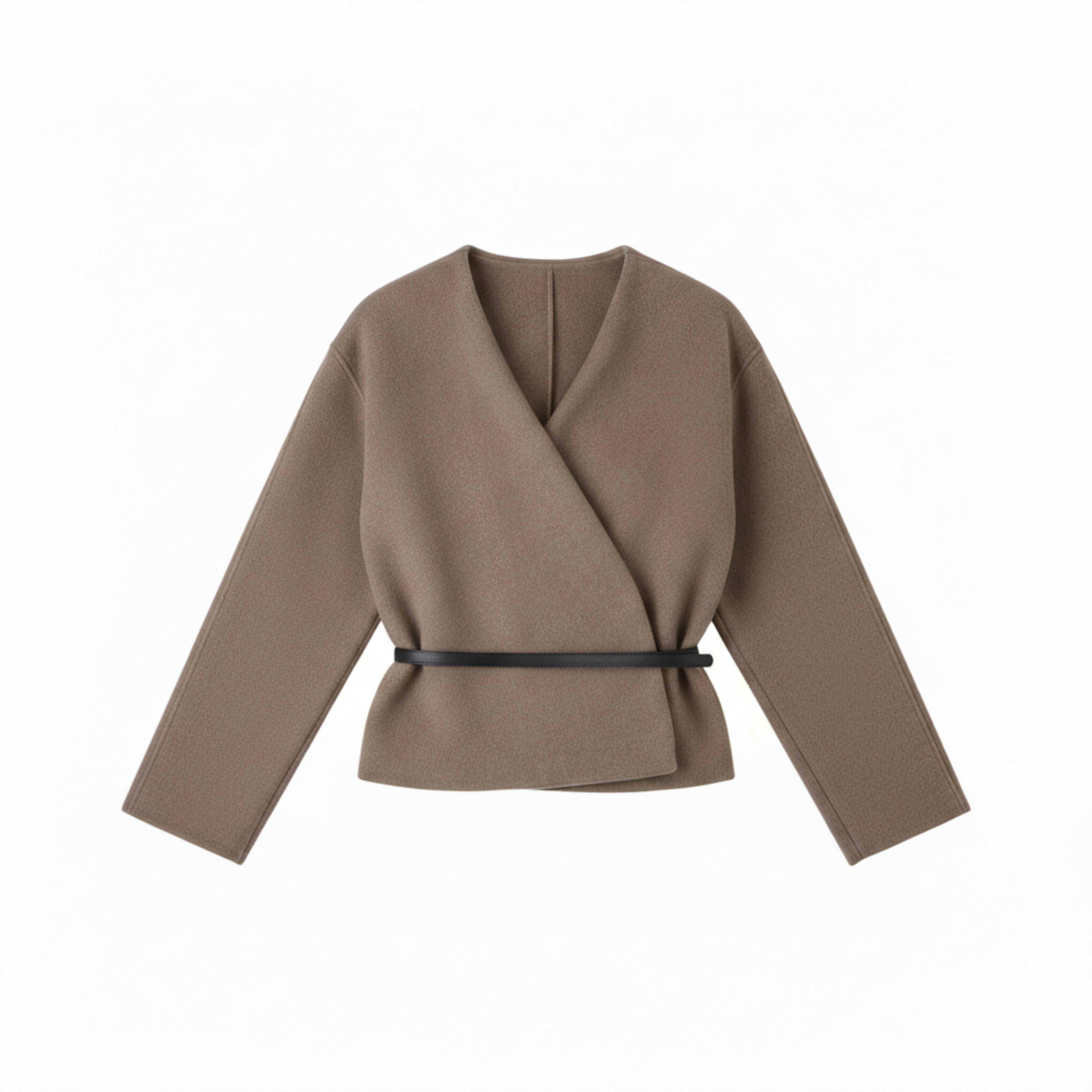Veste Croisée en Polyester à Col en V avec Ceinture Fine pour Femme