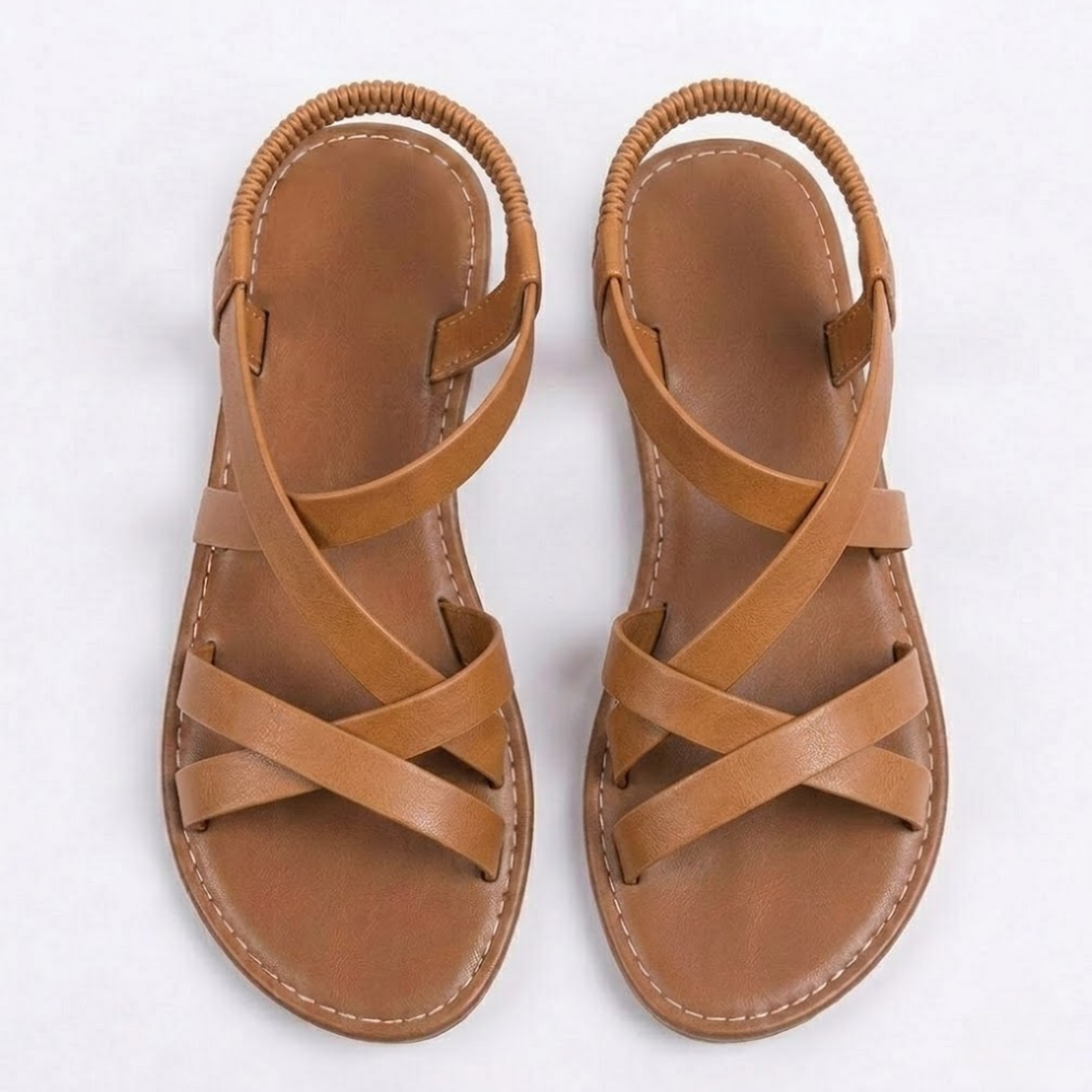 Sandales Plates à Brides Entrecroisées et Boucle de Cheville pour Femme