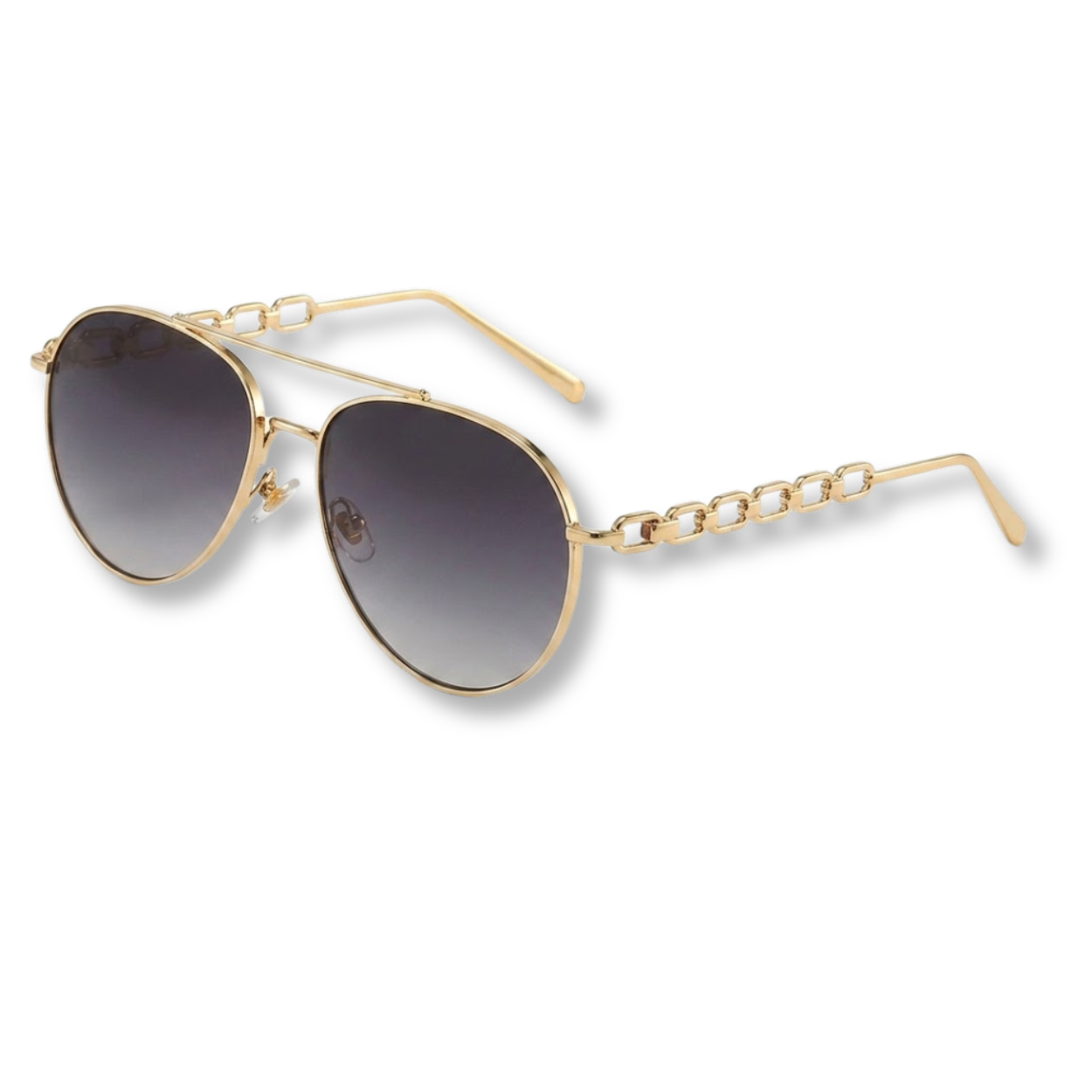 Women's Aviator Glasses with Chain Temples and Gradient Lenses