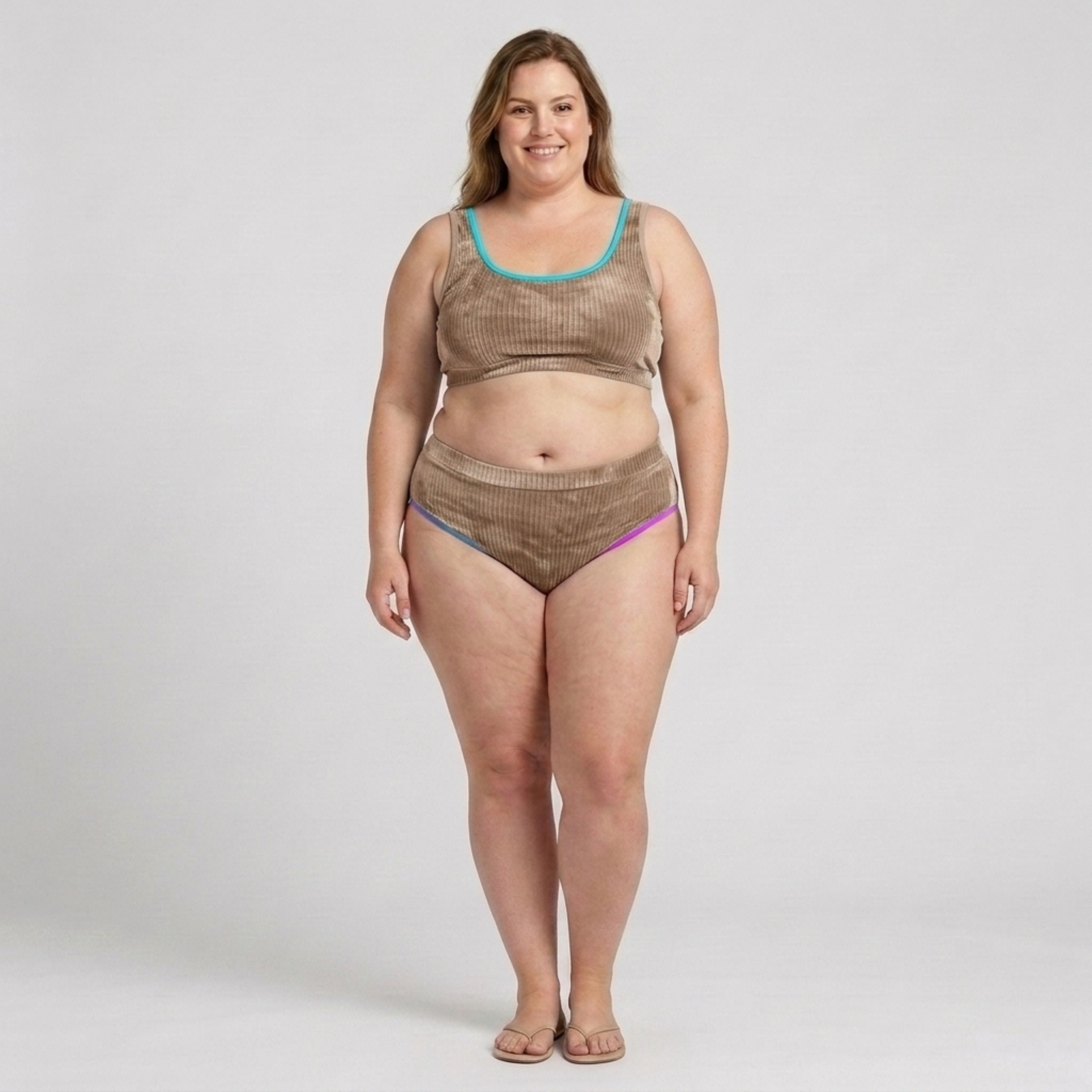 Bikini due pezzi taglia grande da donna a vita alta effetto tie-dye