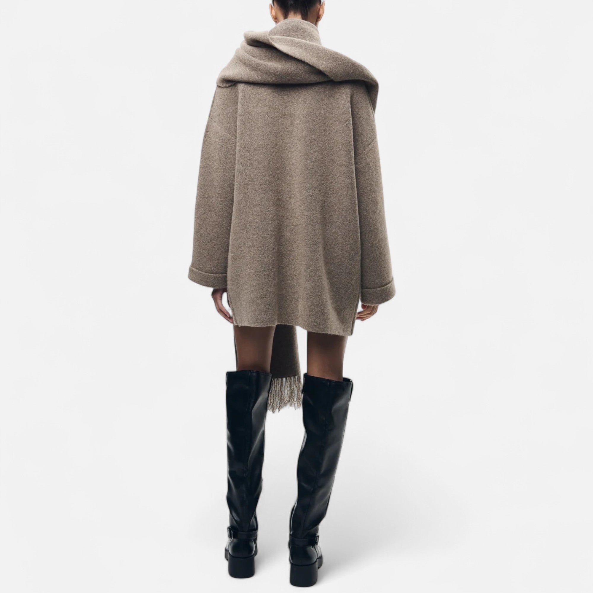 Ancienne Monde | Cardigan Femme Col Écharpe Élégant