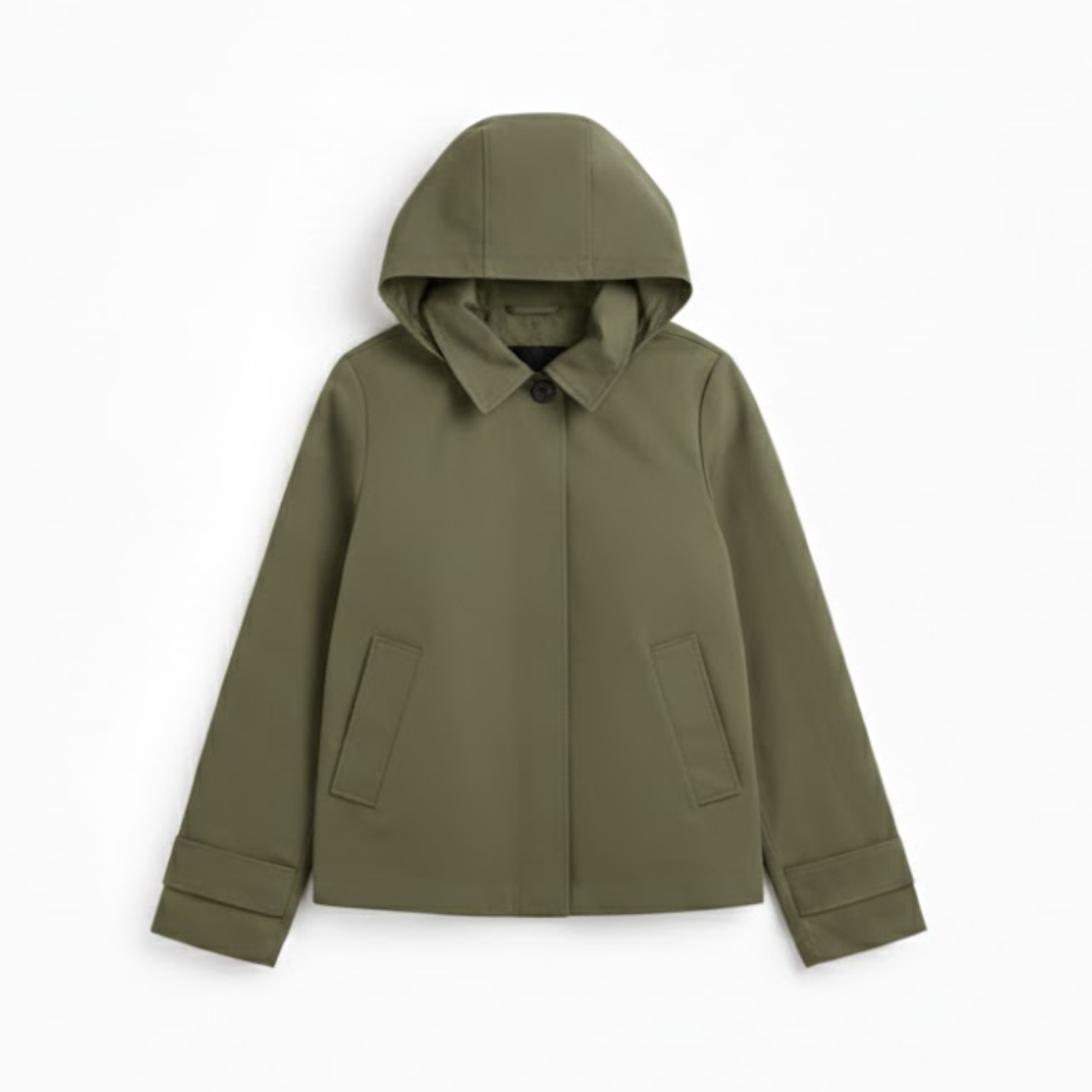 Casaco Curto Feminino com Capuz e Gola de Bico