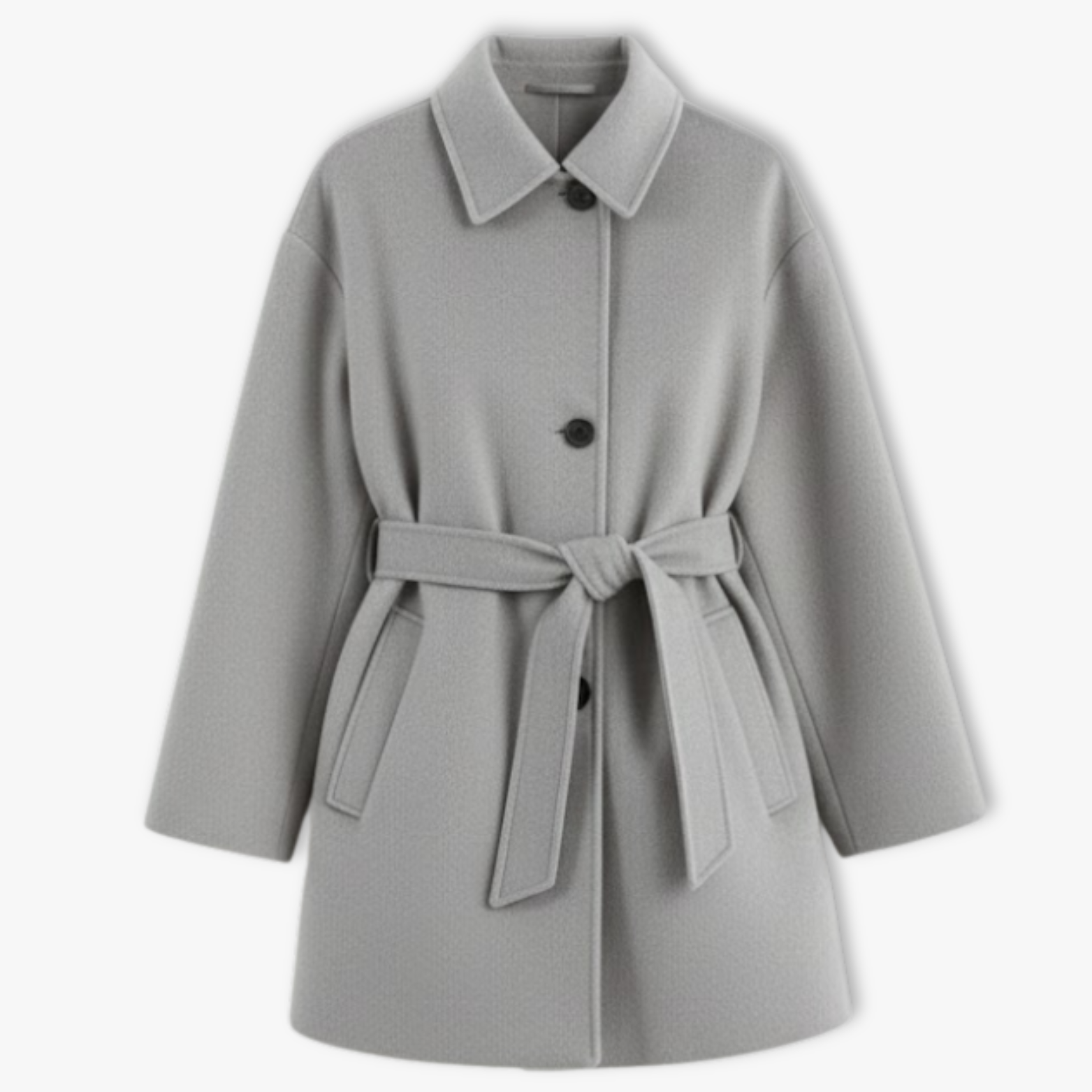 Trendy double collar wool coat for women, long sleeves