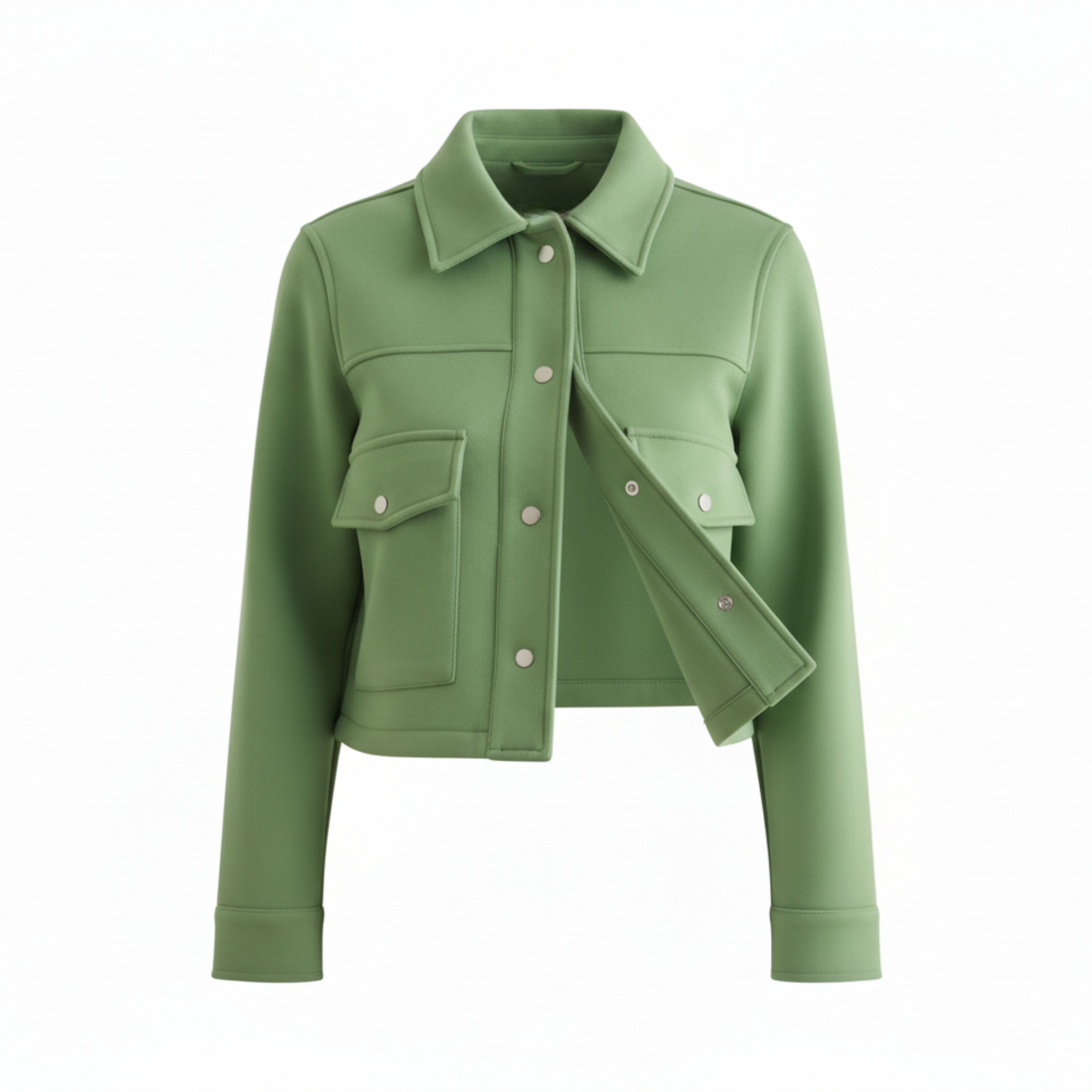 Veste Courte en Polyester à Col Carré et Boutonnage Simple pour Femme