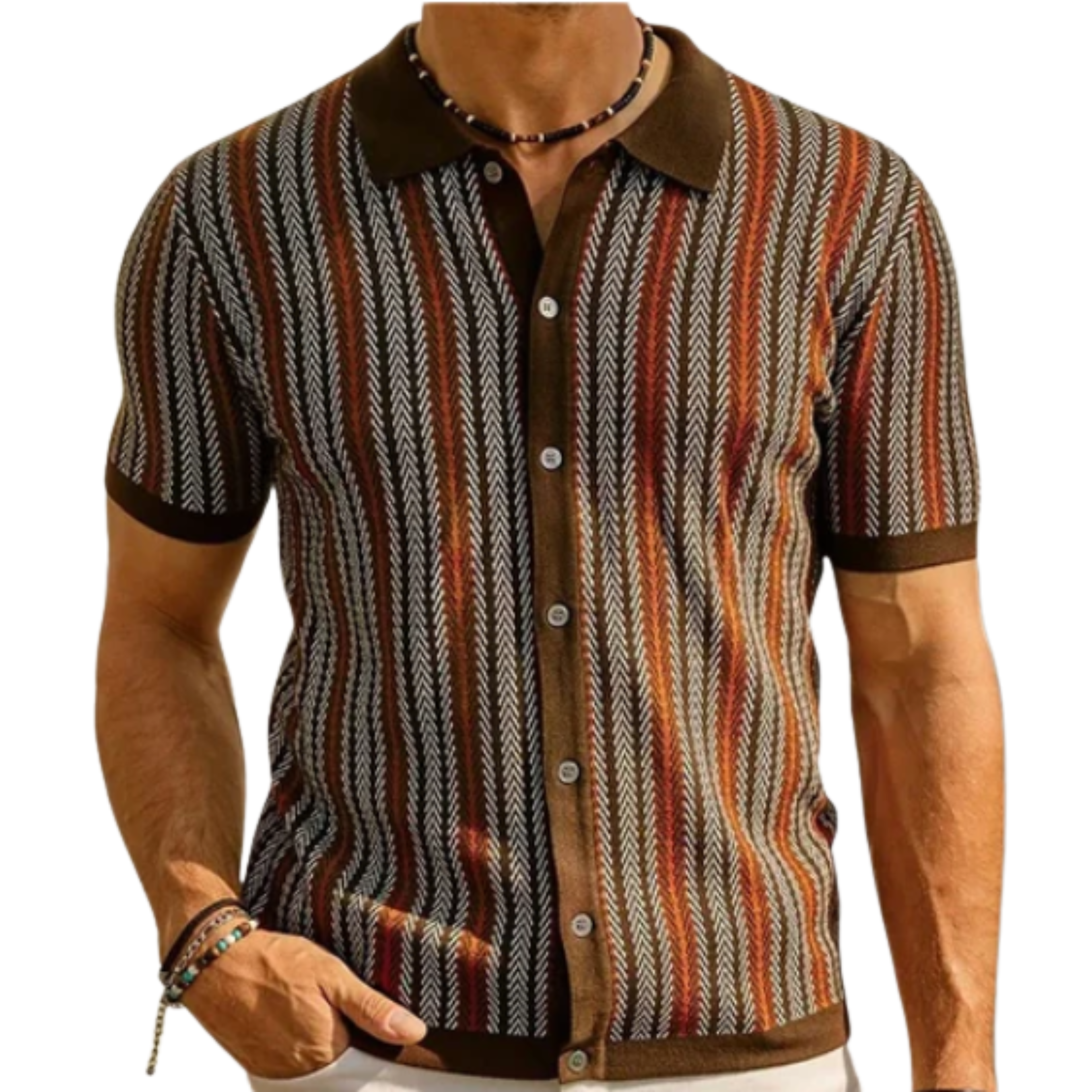 Cotton knit chemisette — buttoned polo style — semi-formal