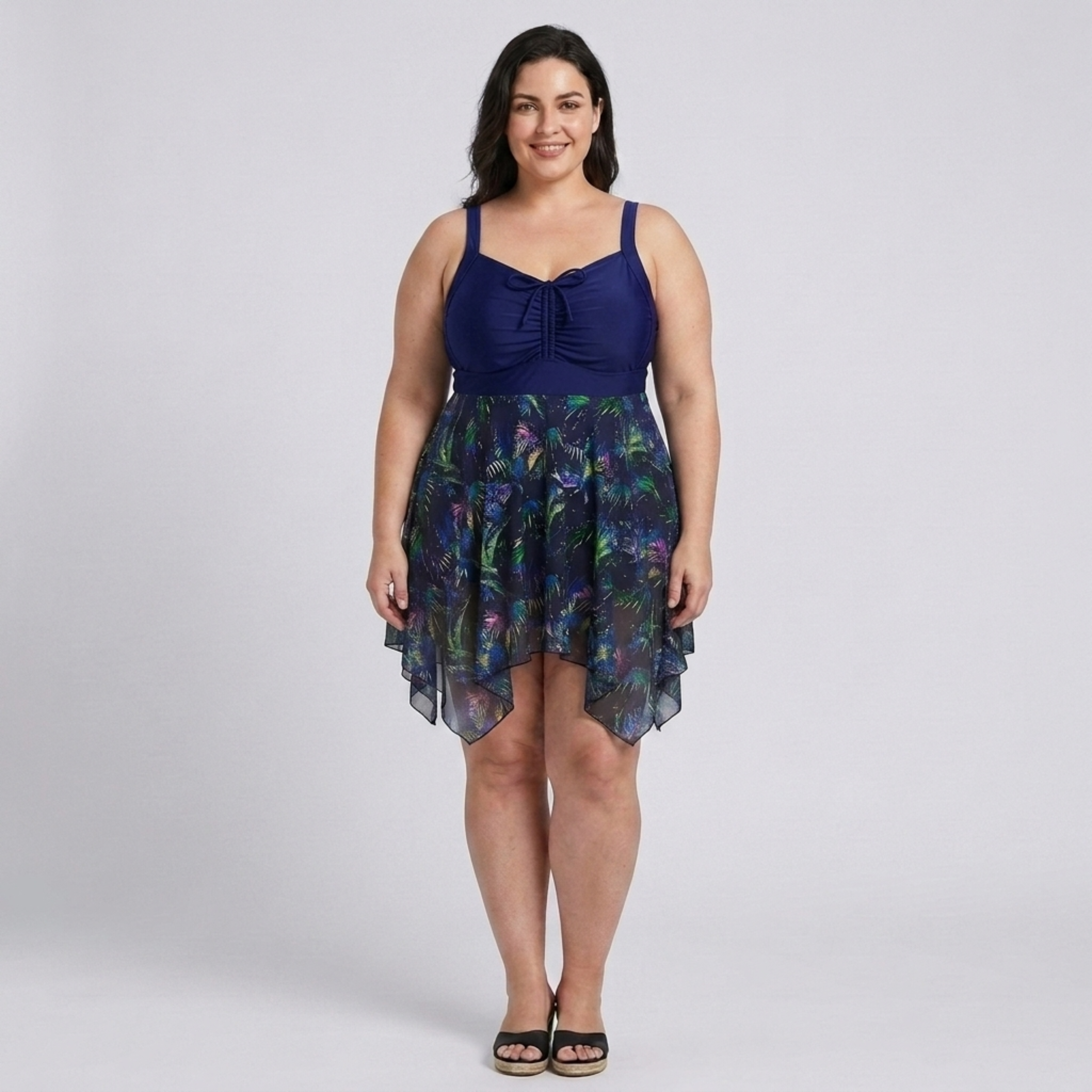 Vestito da bagno taglia grande per donna con gonna integrata stampata