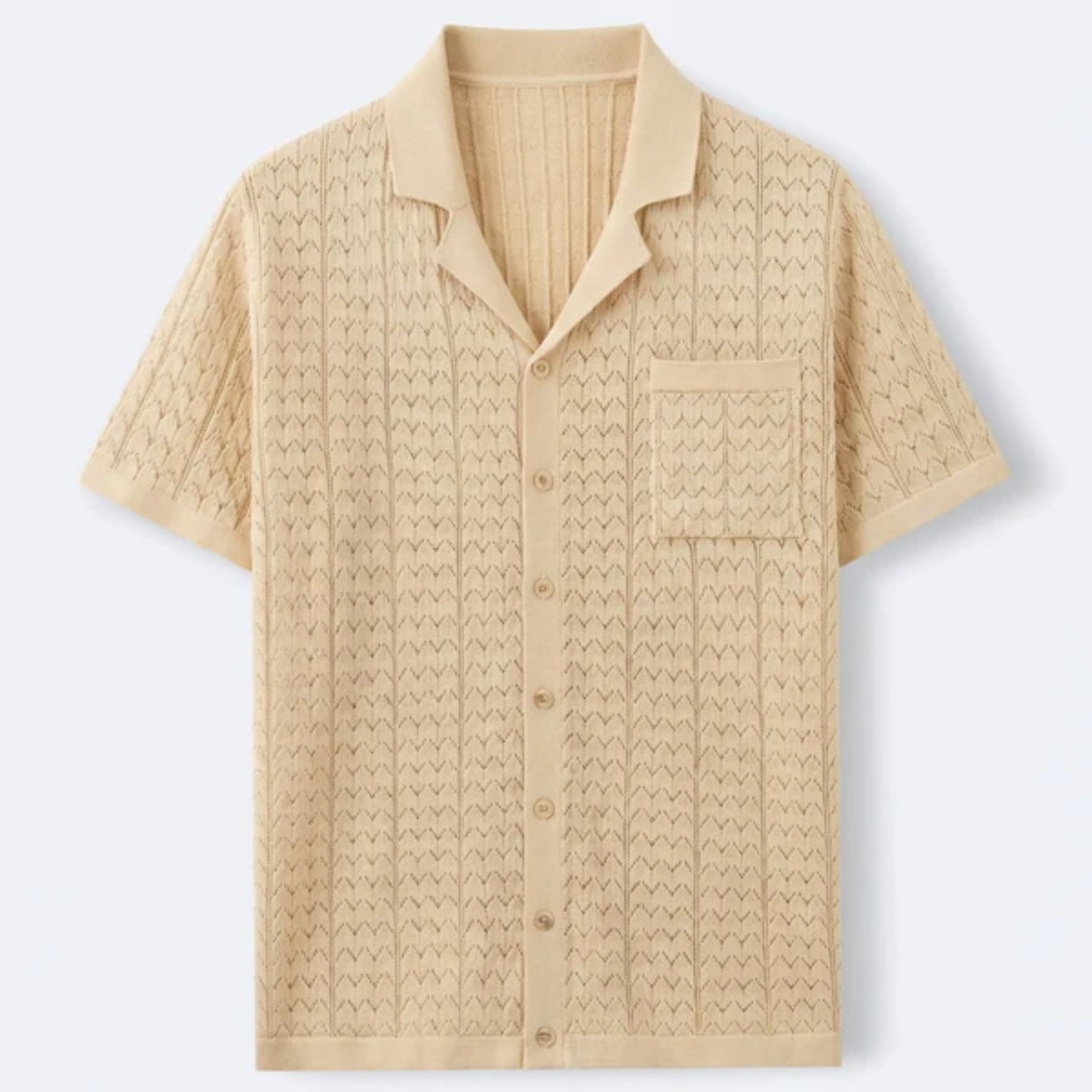 Polo para hombre en tejido texturizado con motivo geométrico — mangas cortas | resort