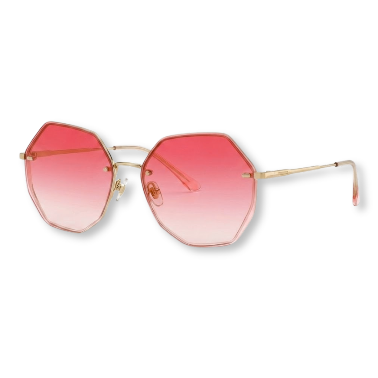 Oversized Rimless Sunglasses with Geometric Gradient Lenses
