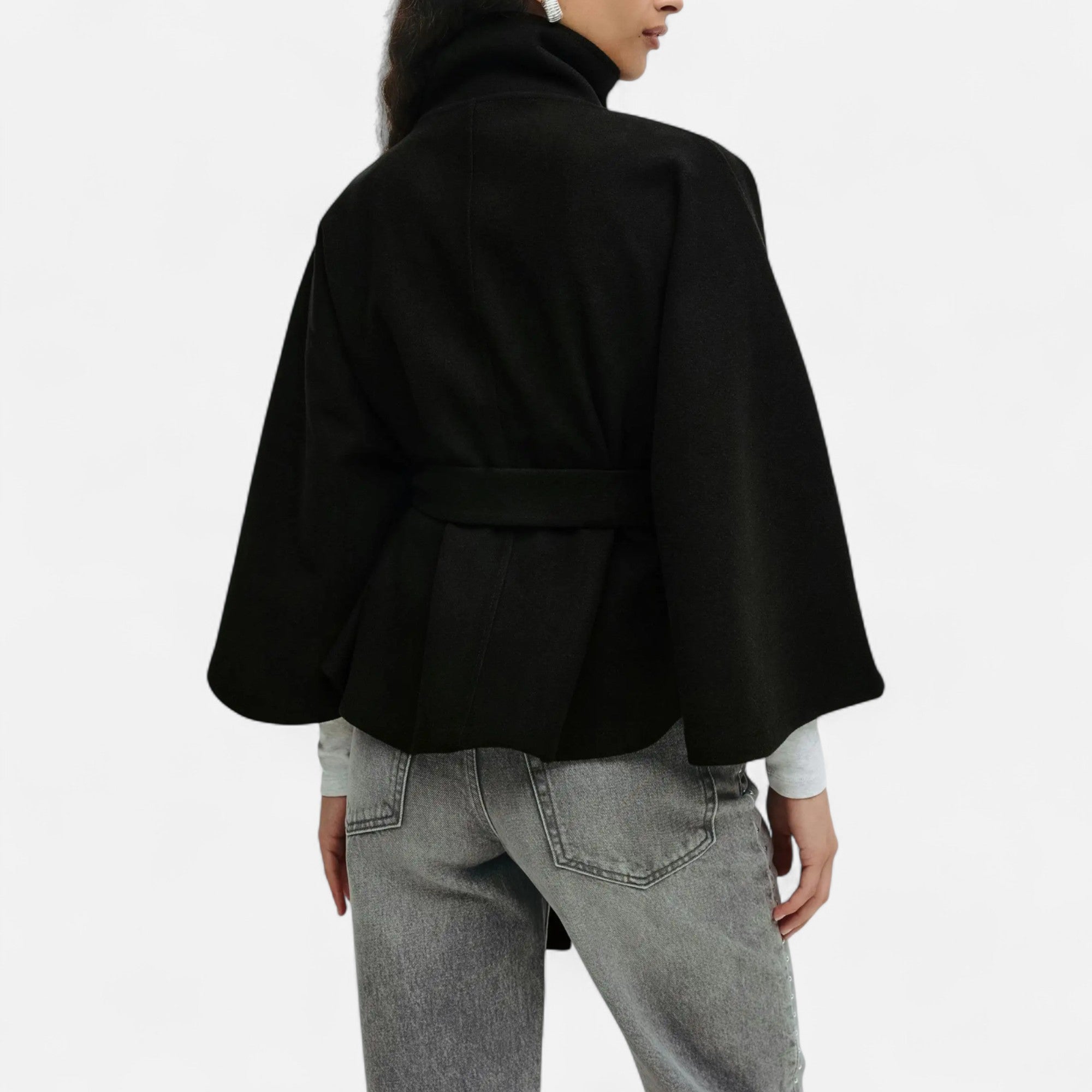 Ancienne Monde | Cape Femme Ceinturée Col Haut Vintage