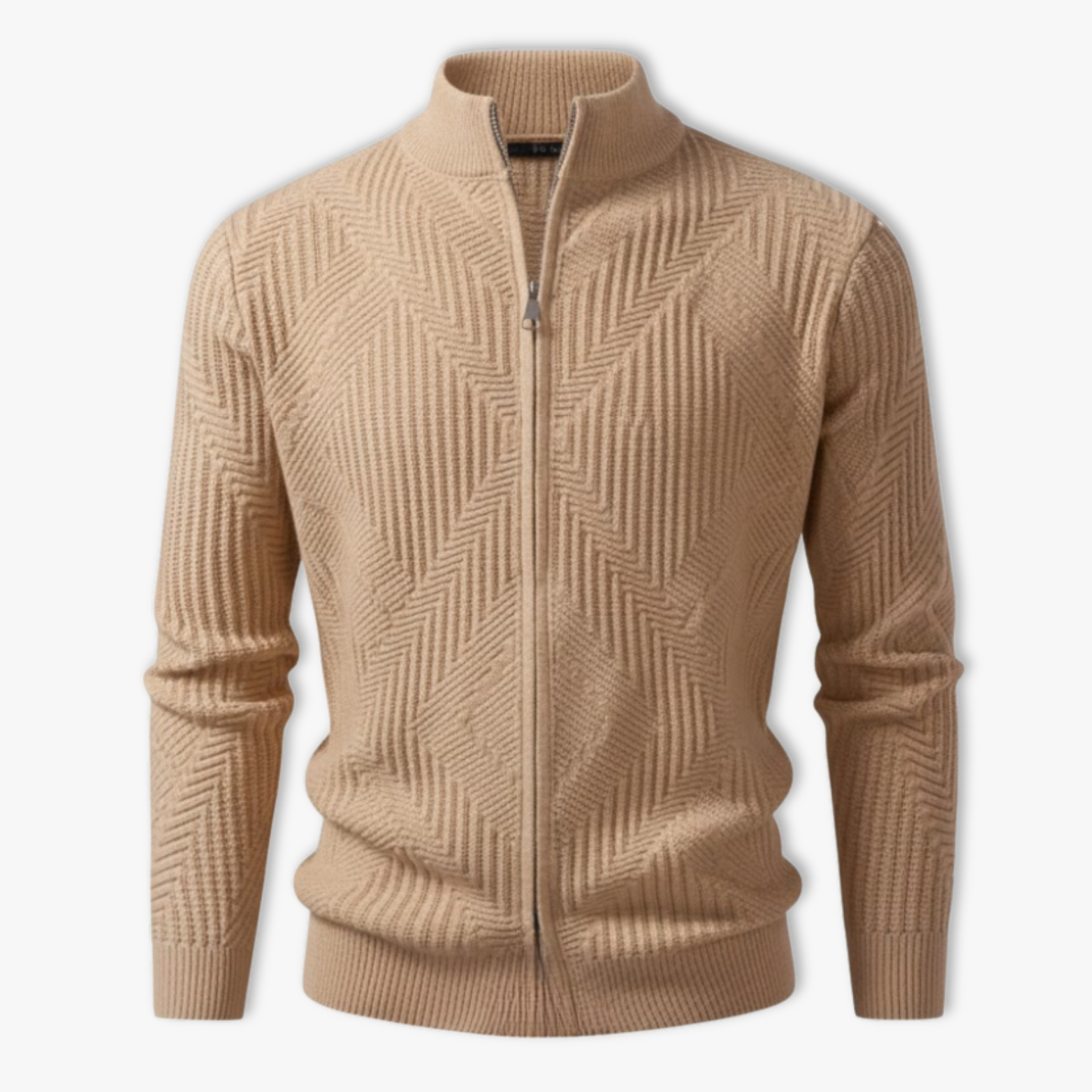 Veste en maille homme motifs géométriques col montant protecteur