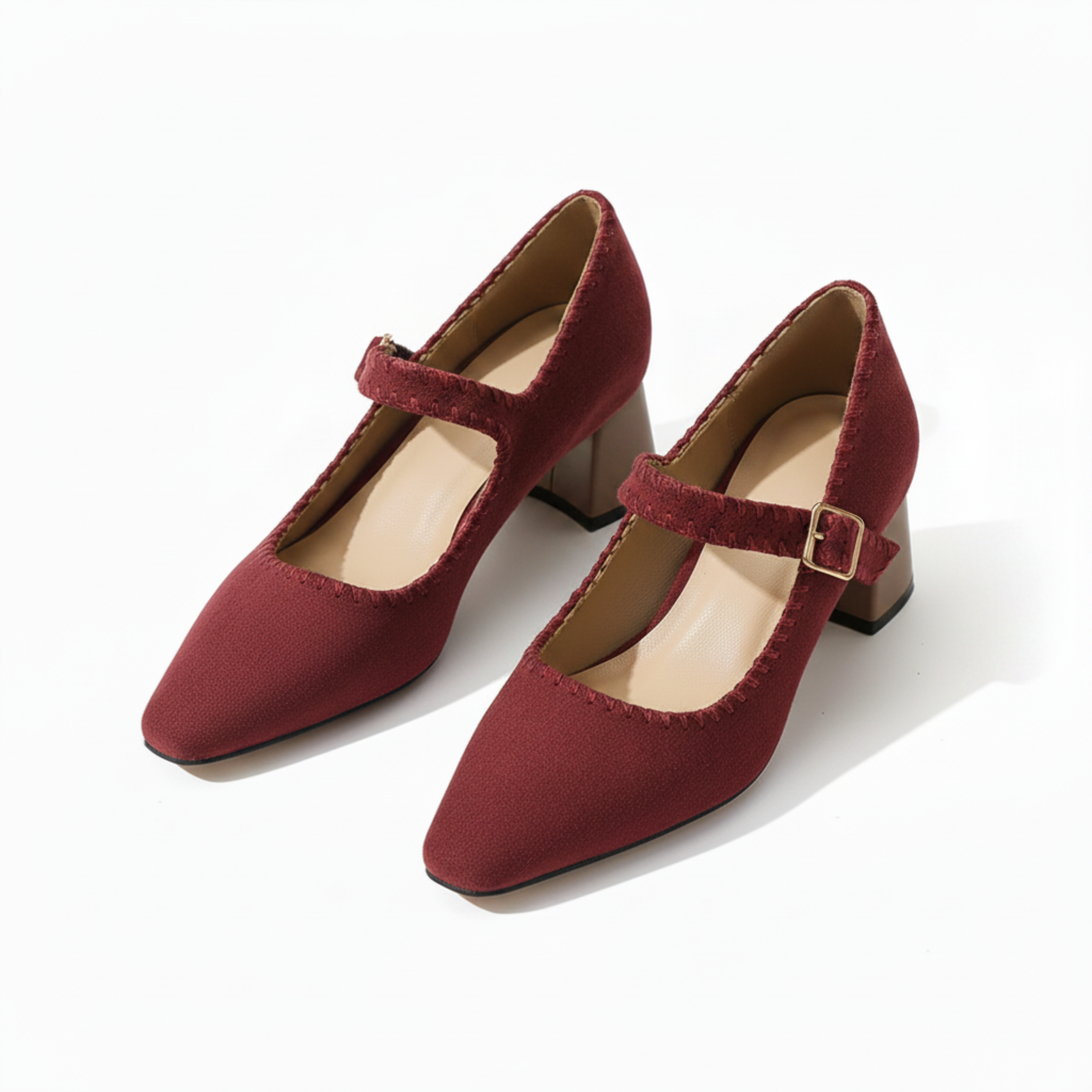 Pointed Toe Suede Pumps with Adjustable Ankle Strap for Women
