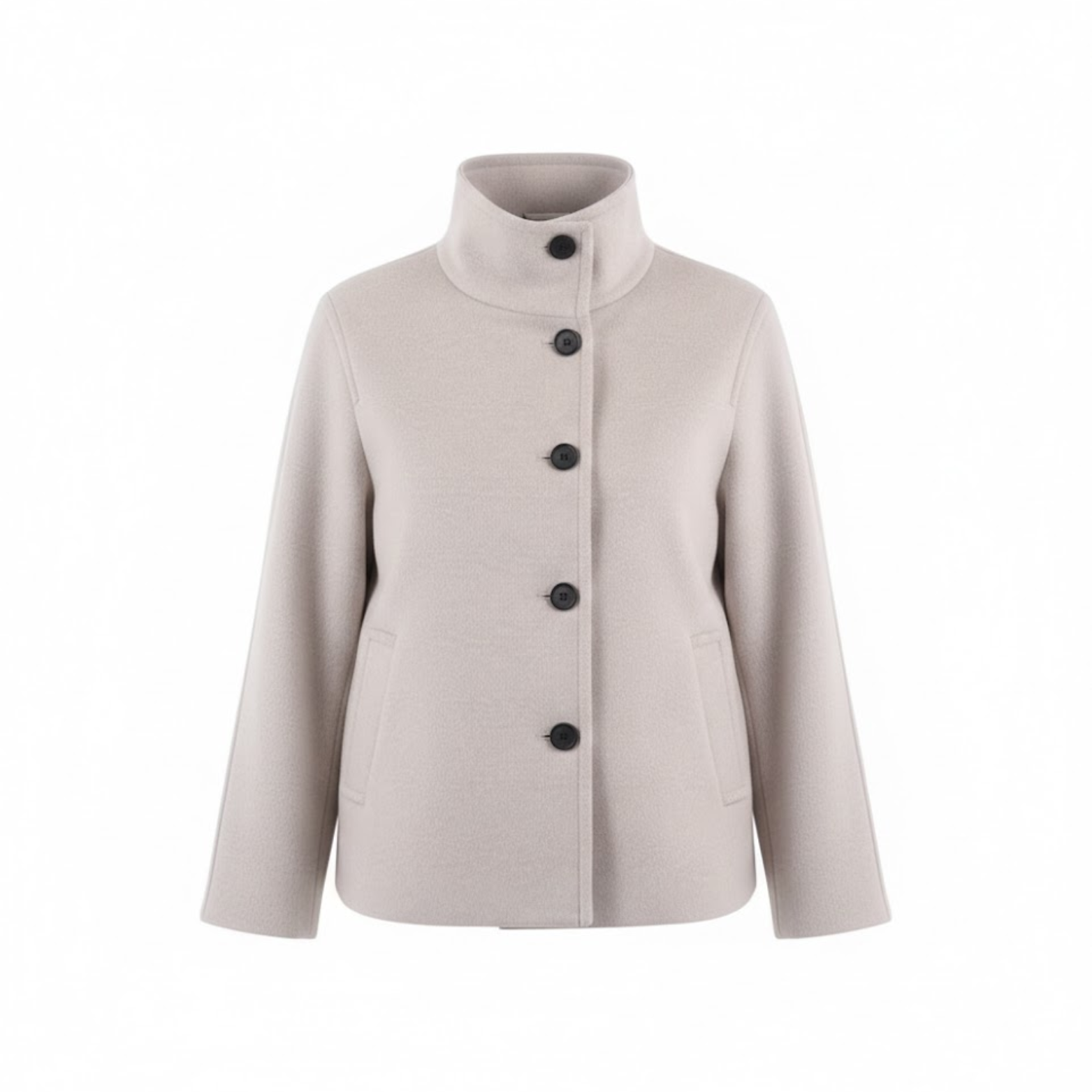 Veste courte pour femme à col montant et boutonnage simple coupe décontractée