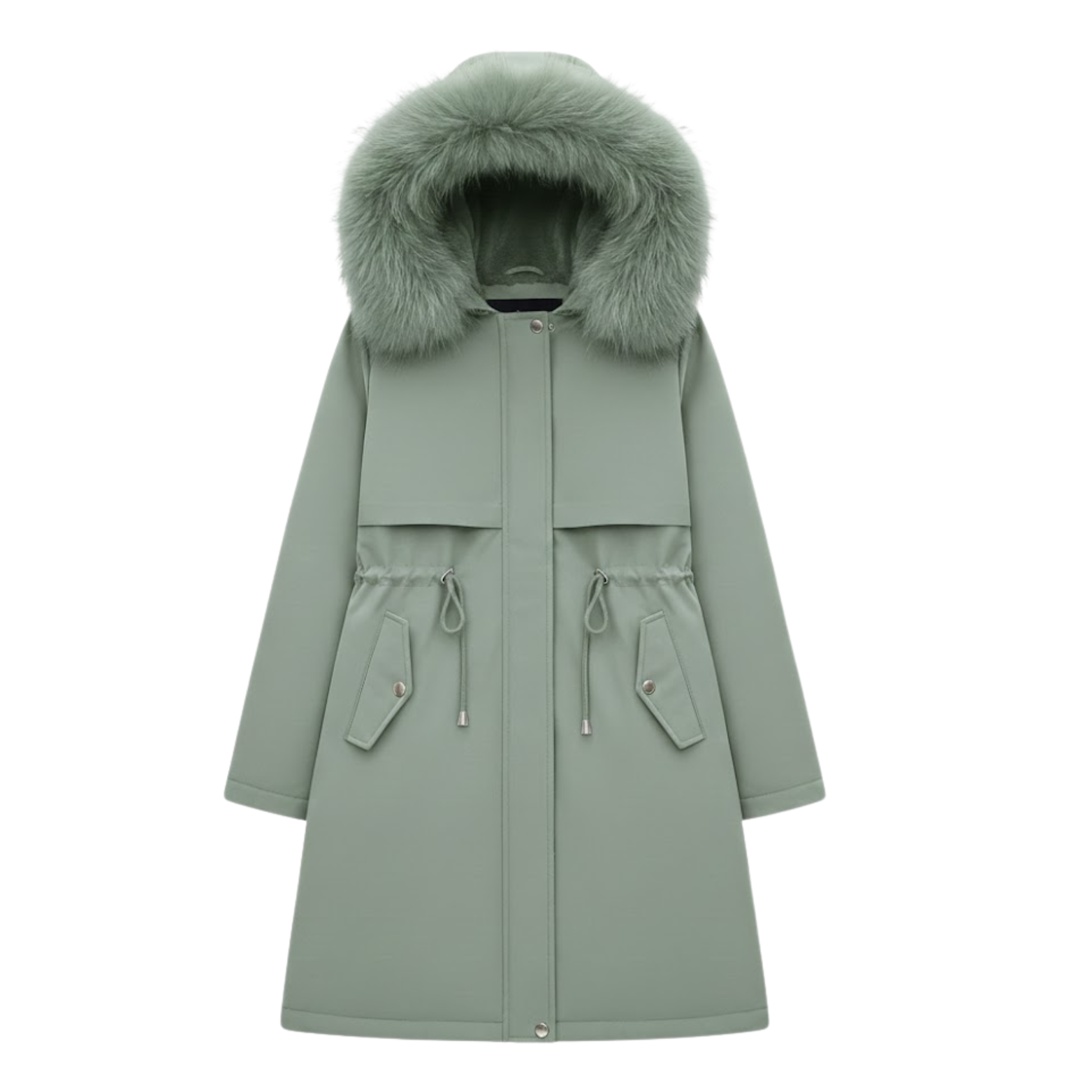 Parka Feminina Longa Reforçada e Quente com Forro de Lã e Capuz com Pêlo