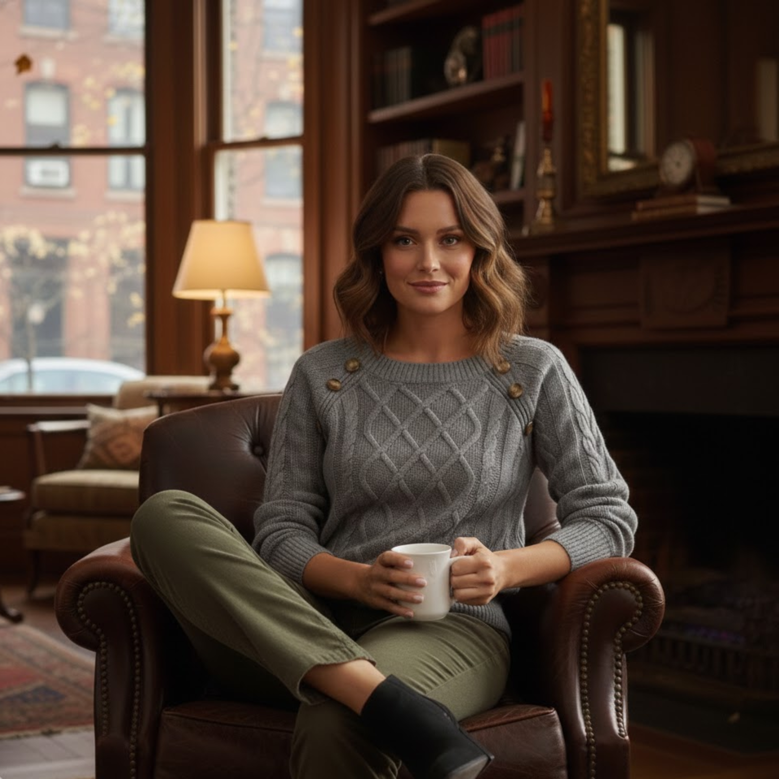 Twisted knit sweater for women, round neck, thick fabric, elegant and stylish