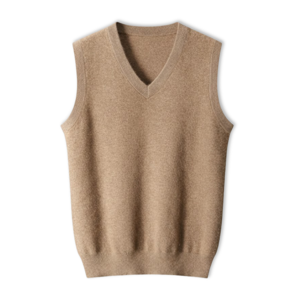 Men's sleeveless shirt 100% merino wool V-neck classic fit