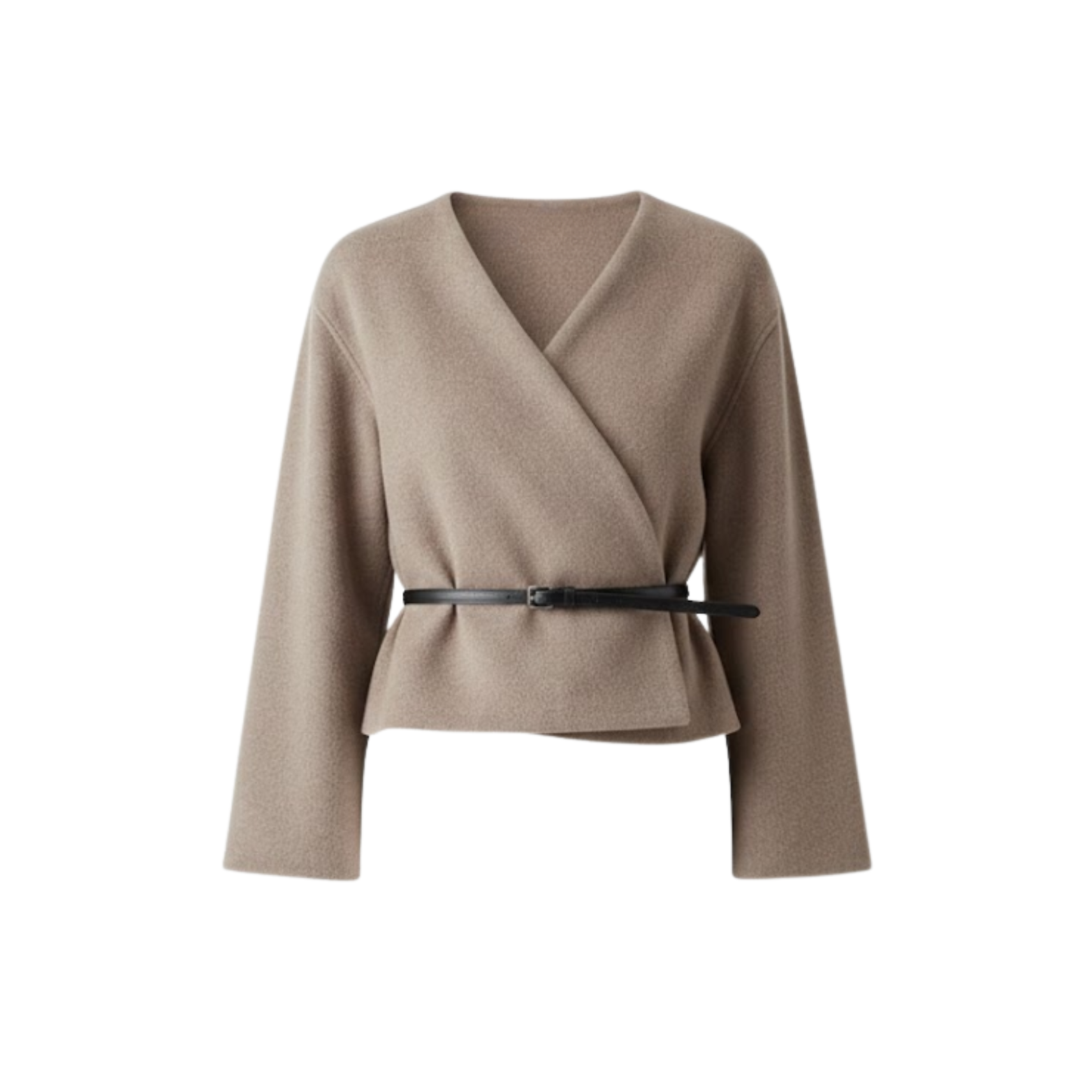 Manteau court pour femme avec ceinture et col en V croisé veste décontractée
