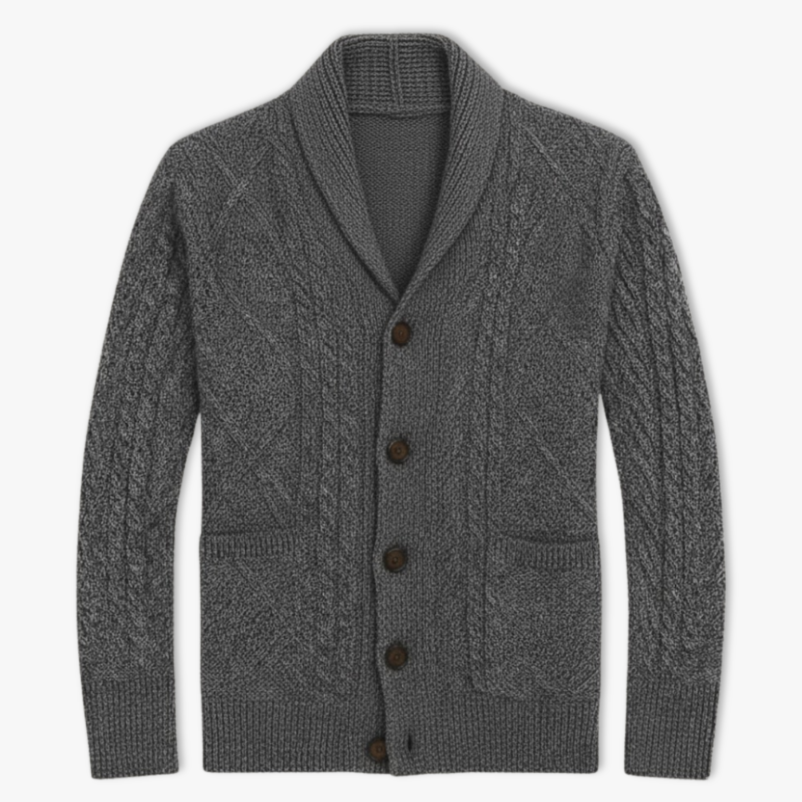 Men's knitted twisted stitch vest with stand-up collar and button closure