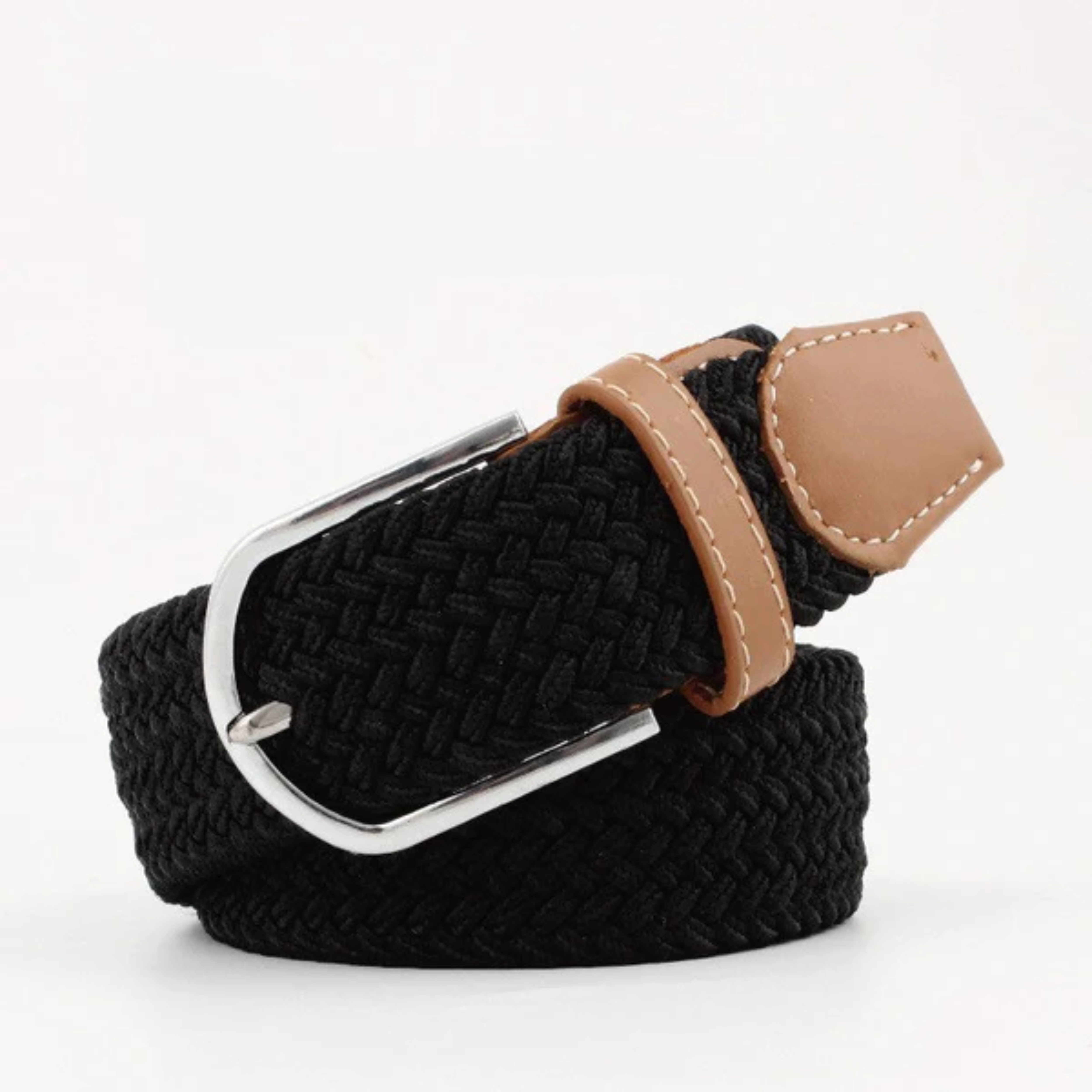 Cinturón trenzado para hombre — acabados en cuero — ajustable y casual