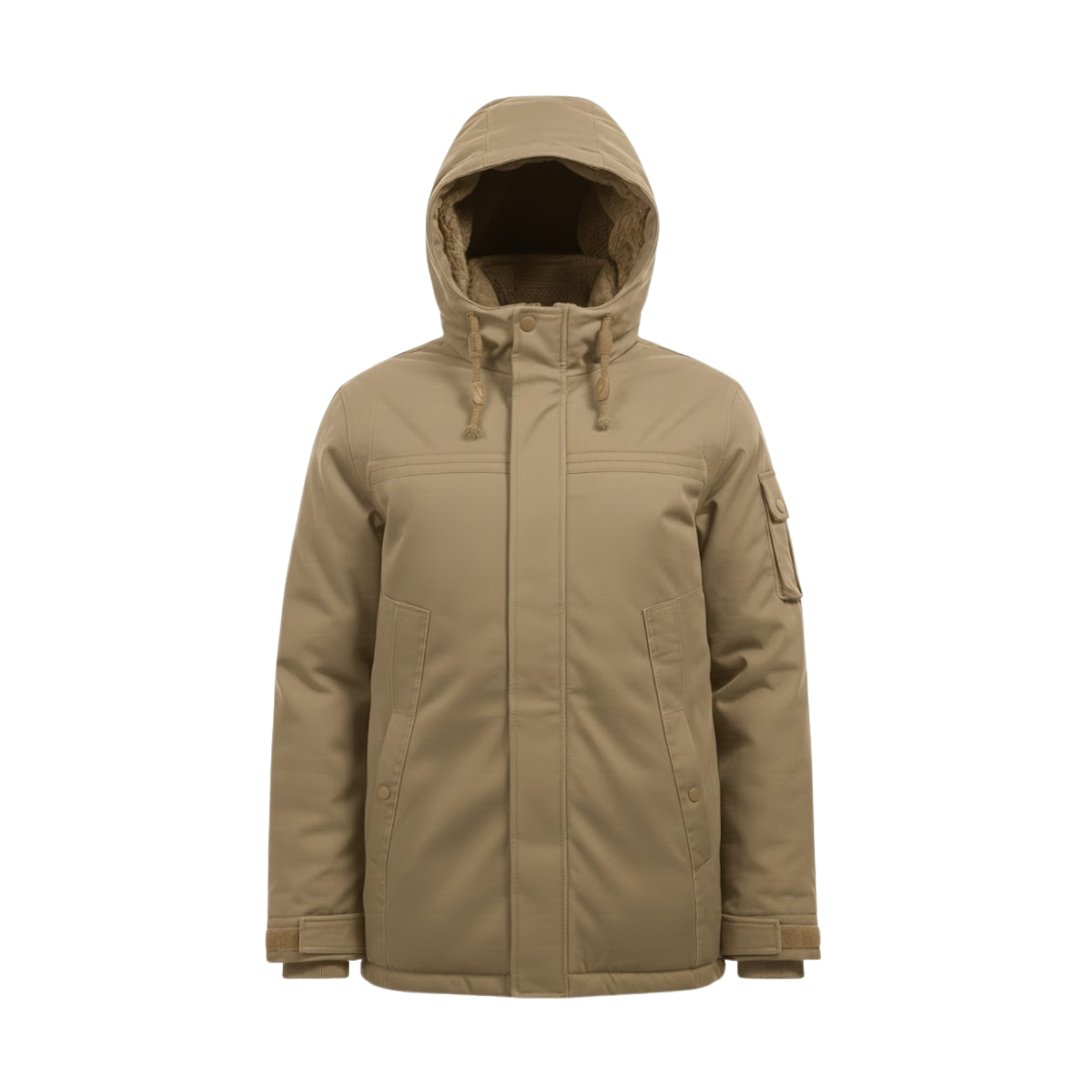 Parka Homem Militar em Algodão Lavado e Polar Grosso