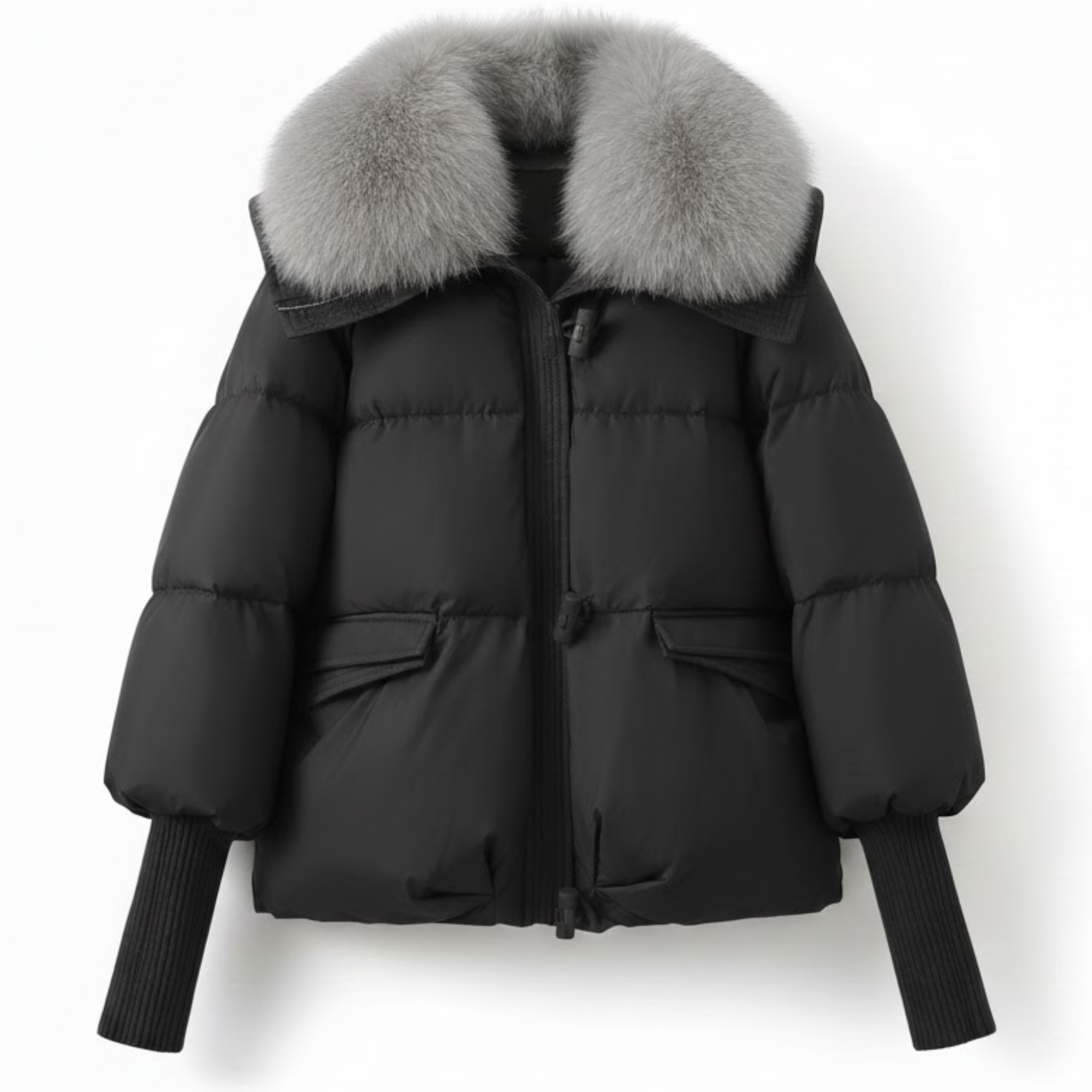 Women's Thick Quilted Cotton Winter Jacket with Faux Fur Collar – Warm Parka