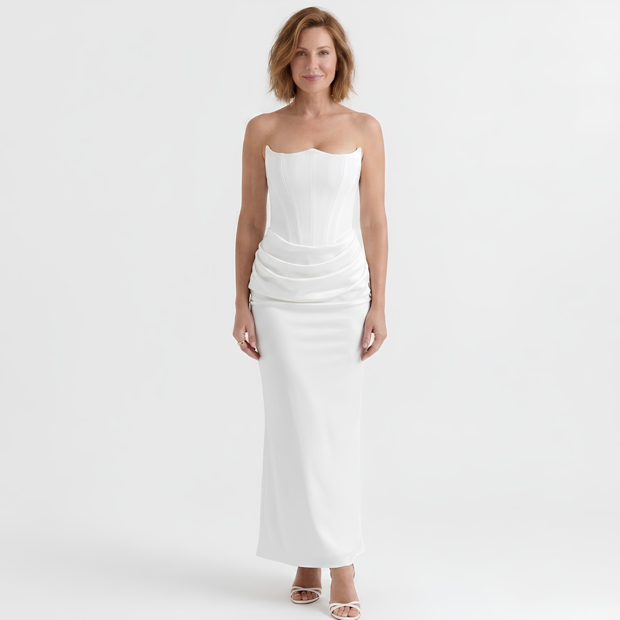Rochie maxi bodycon cu bustier și pliuri strategice pentru femei