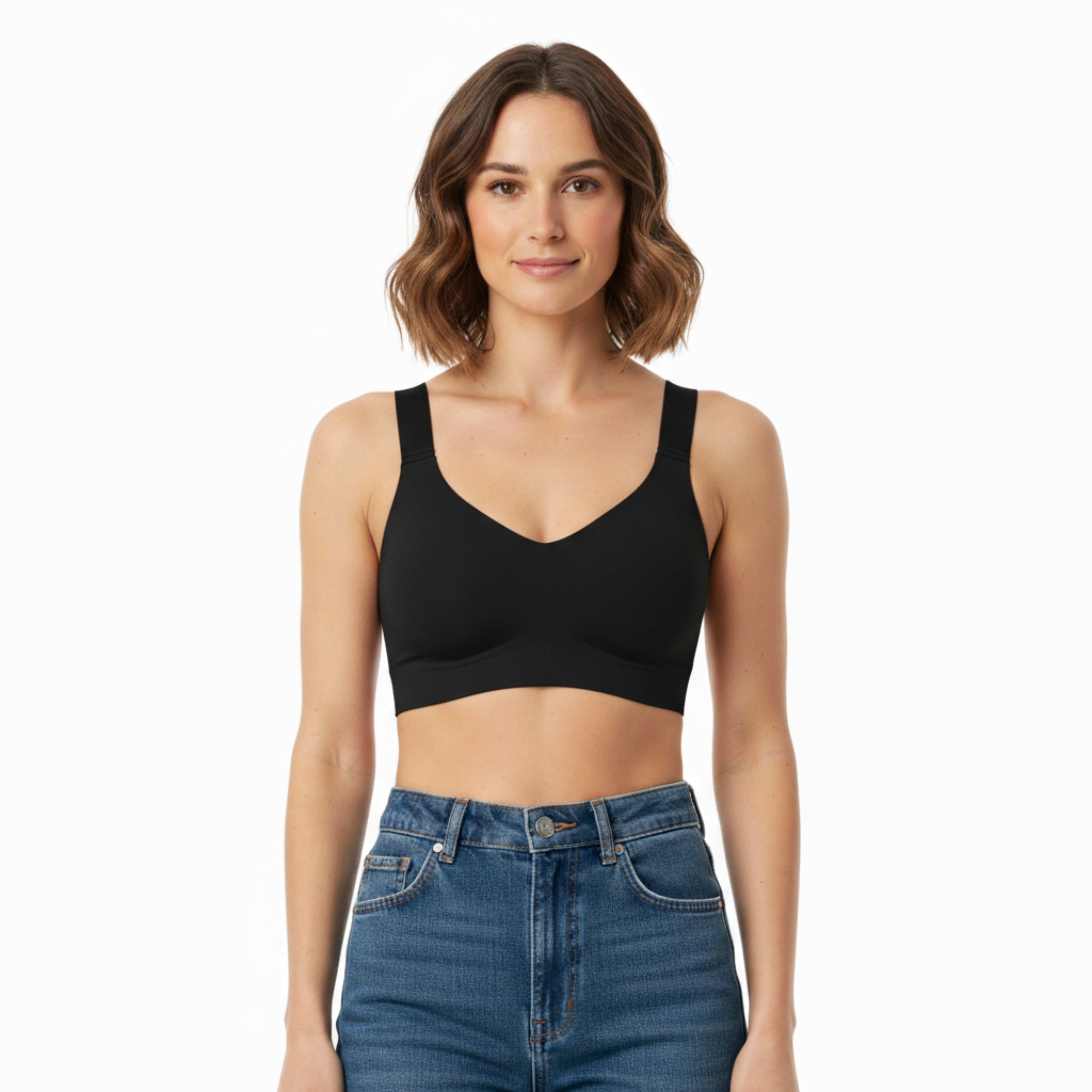 Sujetador push-up sin aros y sin costuras para mujer con tirantes ajustables y cierre de cuatro ganchos